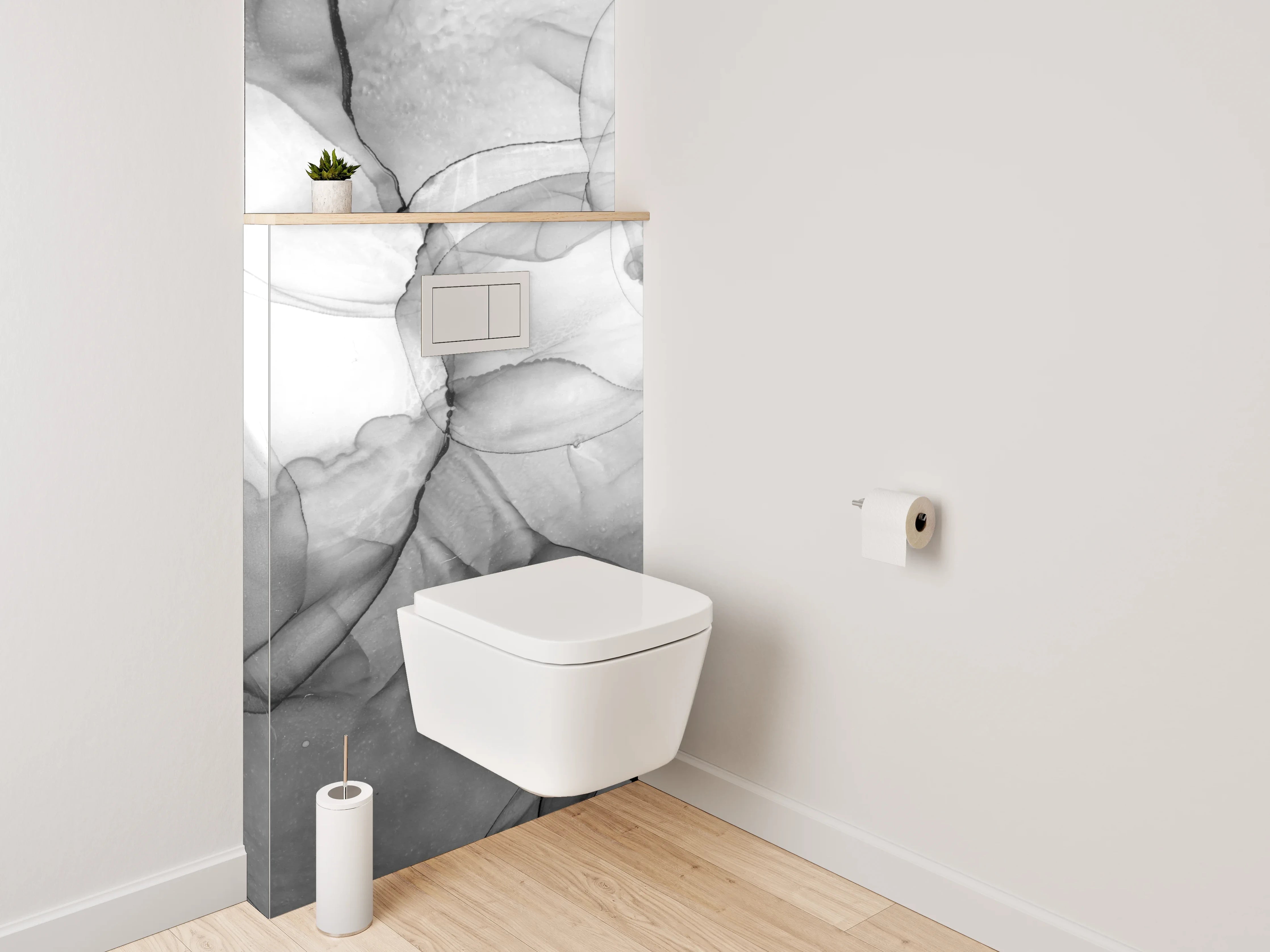 WC-Rückwand - Abstraktes Schwarz-Weiß-Kunstwerk