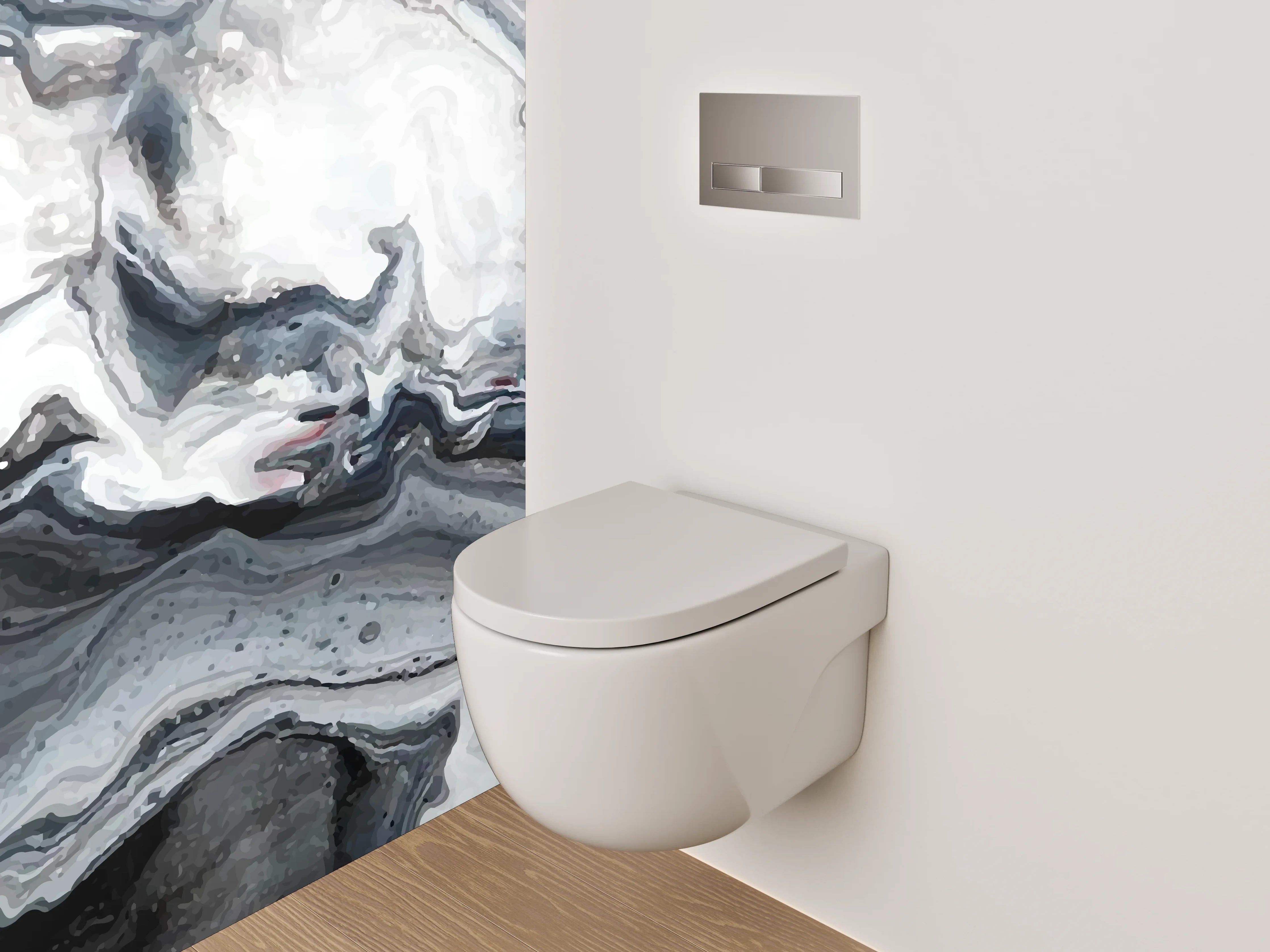 WC-Rückwand - Abstraktes Schwarz-Weiß-Marmor Design