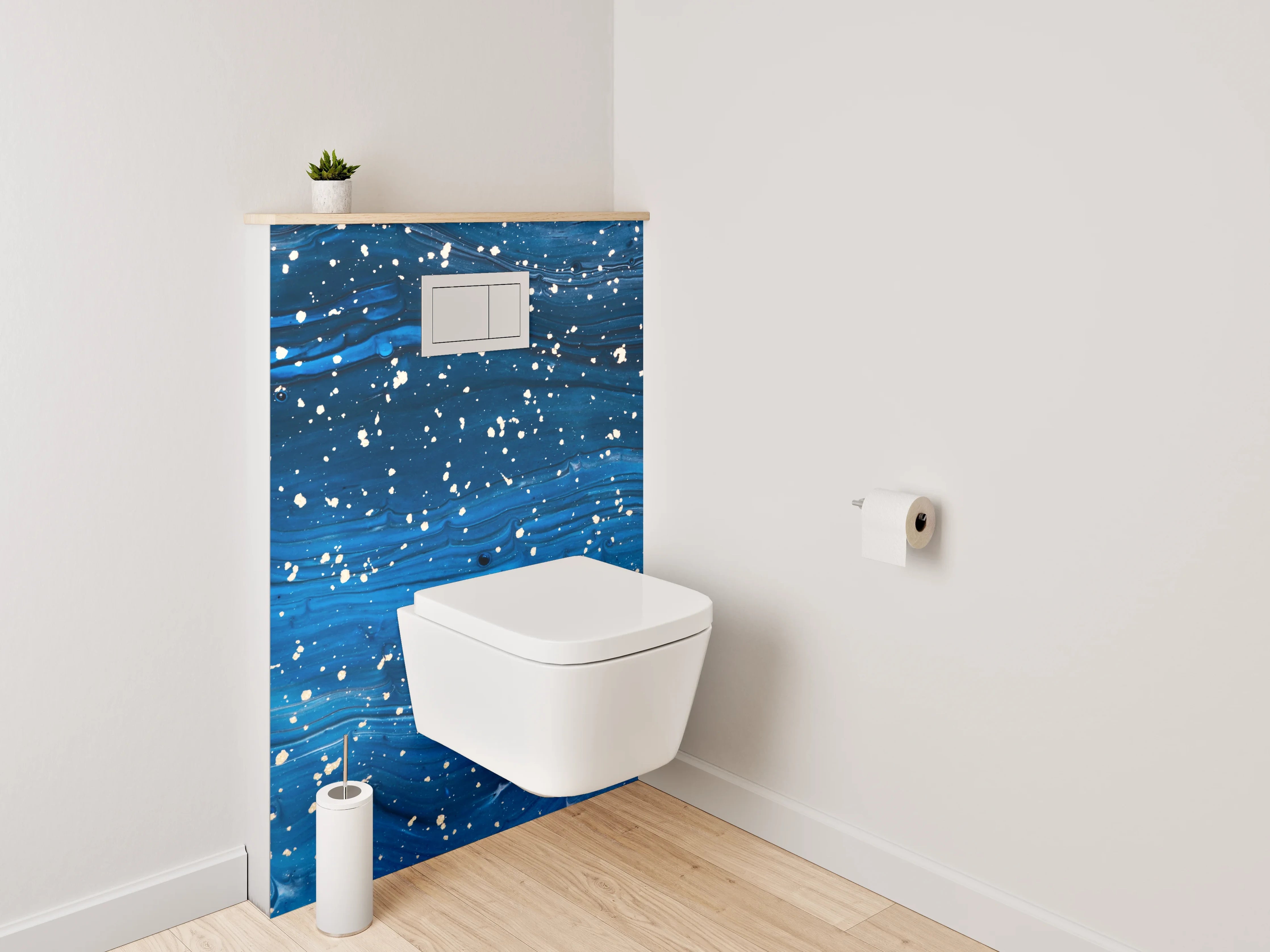 WC-Rückwand - Abstraktes Sternenhimmel Muster Blau Weiß
