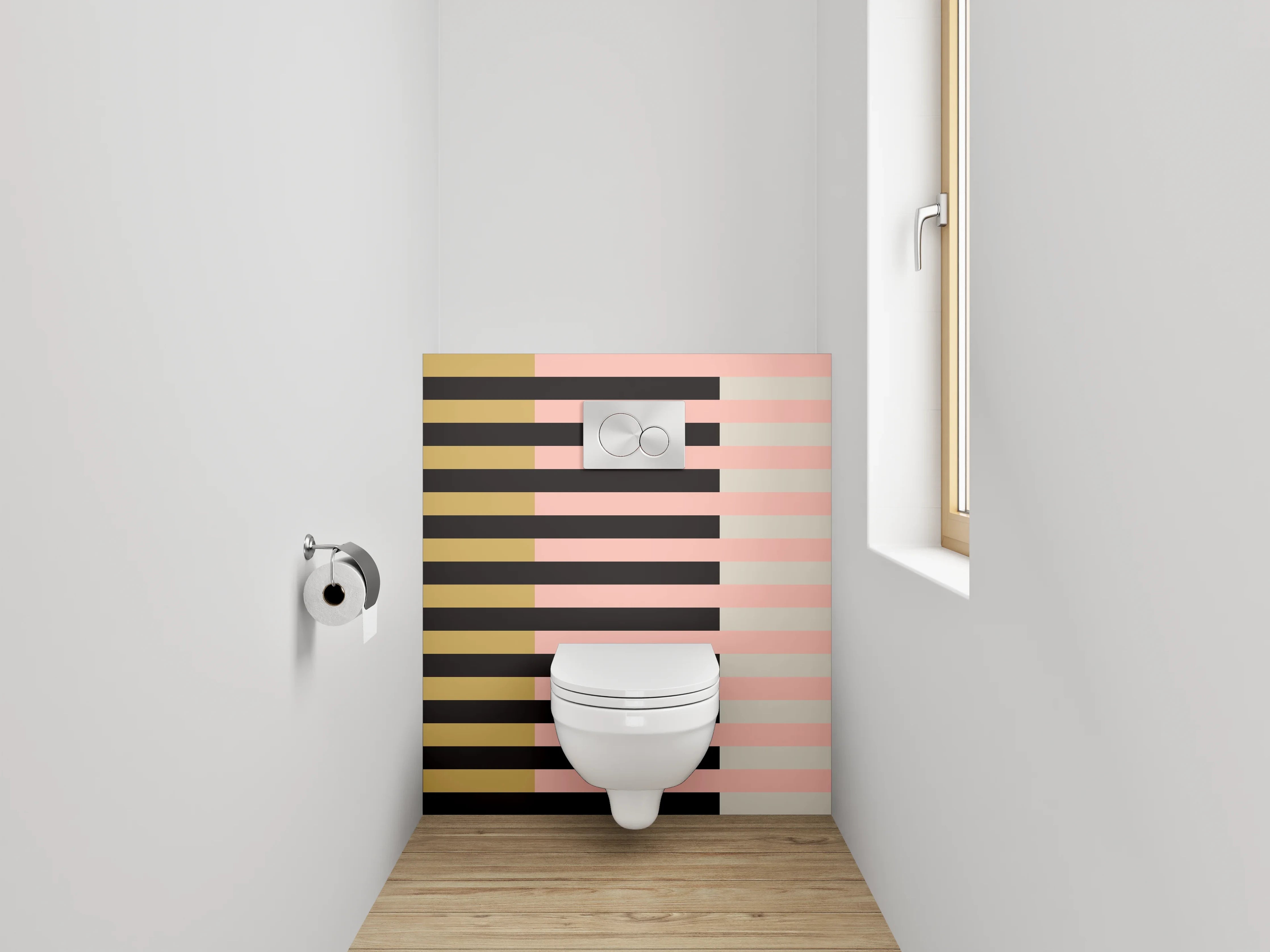WC-Rückwand - Abstraktes Streifenmuster Pastell Gold