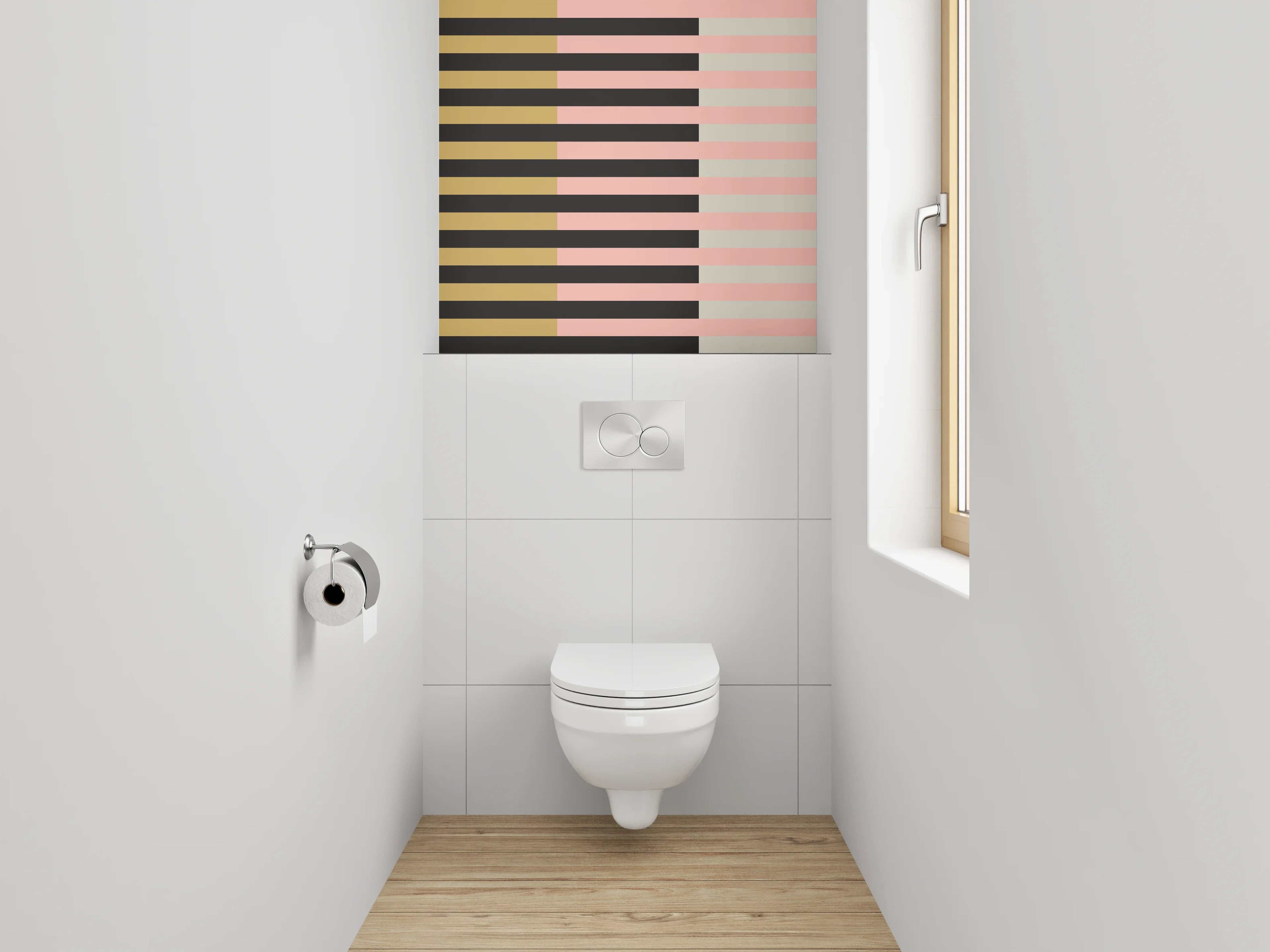 WC-Rückwand - Abstraktes Streifenmuster Pastell Gold