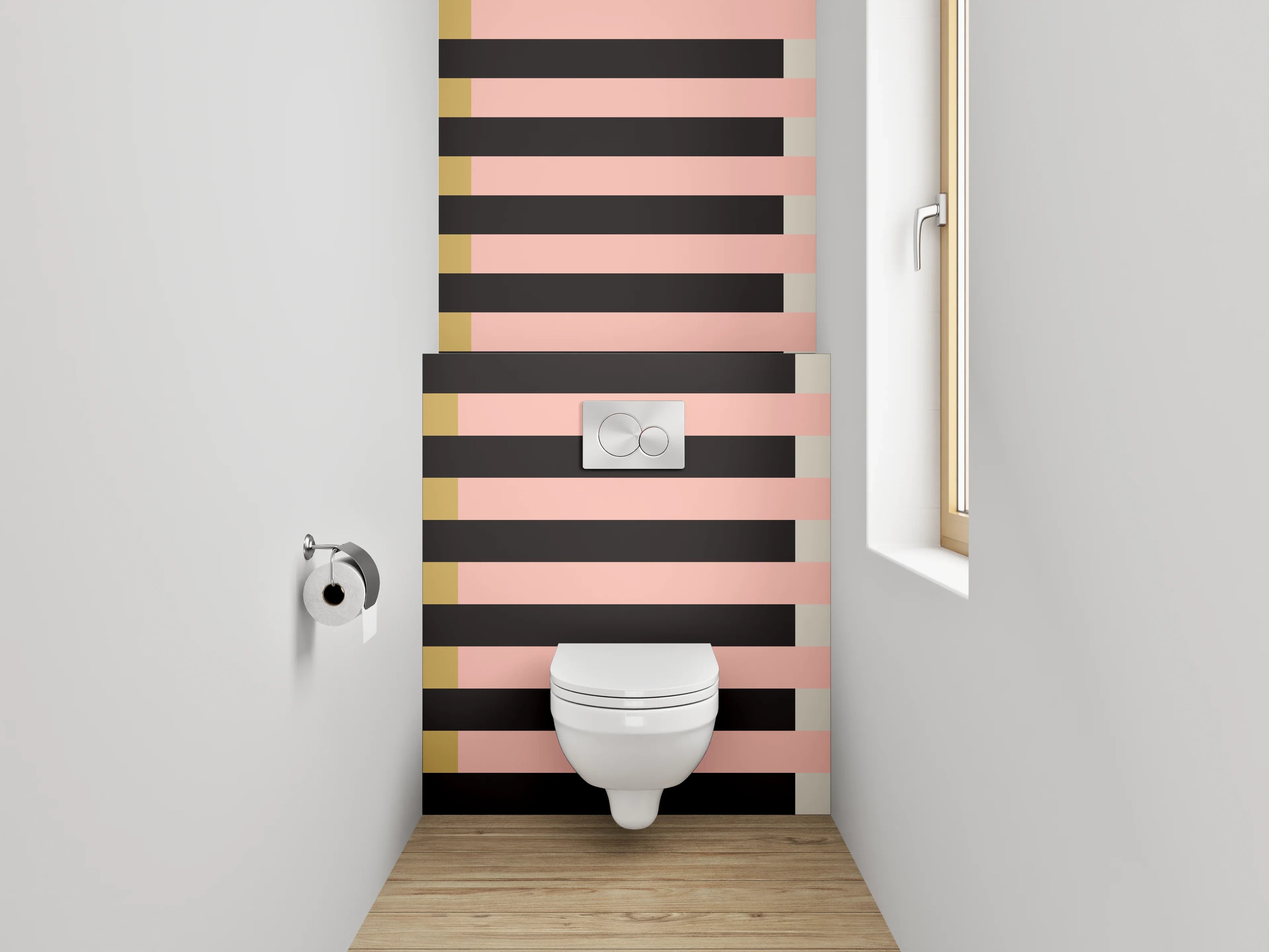 WC-Rückwand - Abstraktes Streifenmuster Pastell Gold