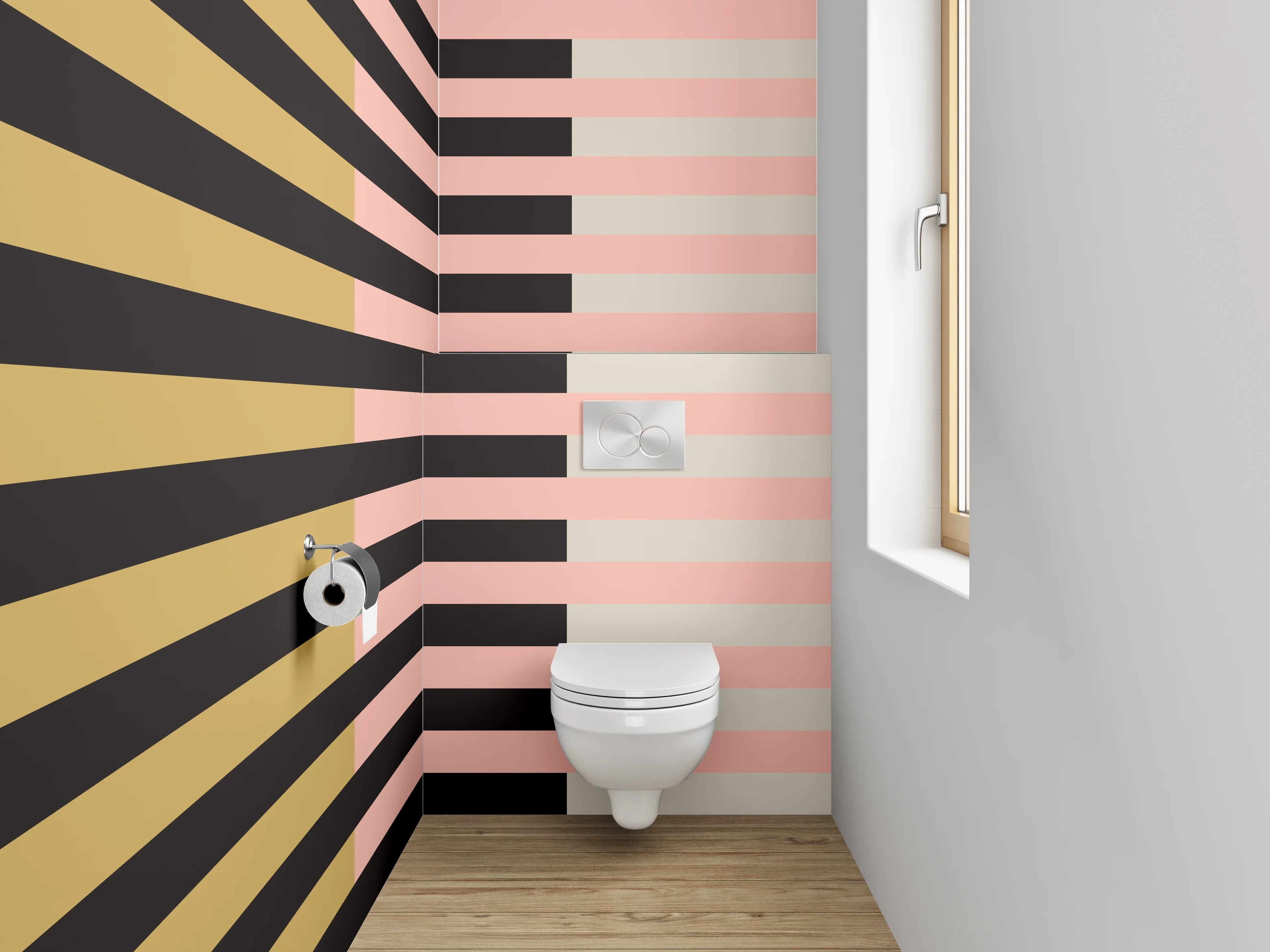 WC-Rückwand - Abstraktes Streifenmuster Pastell Gold