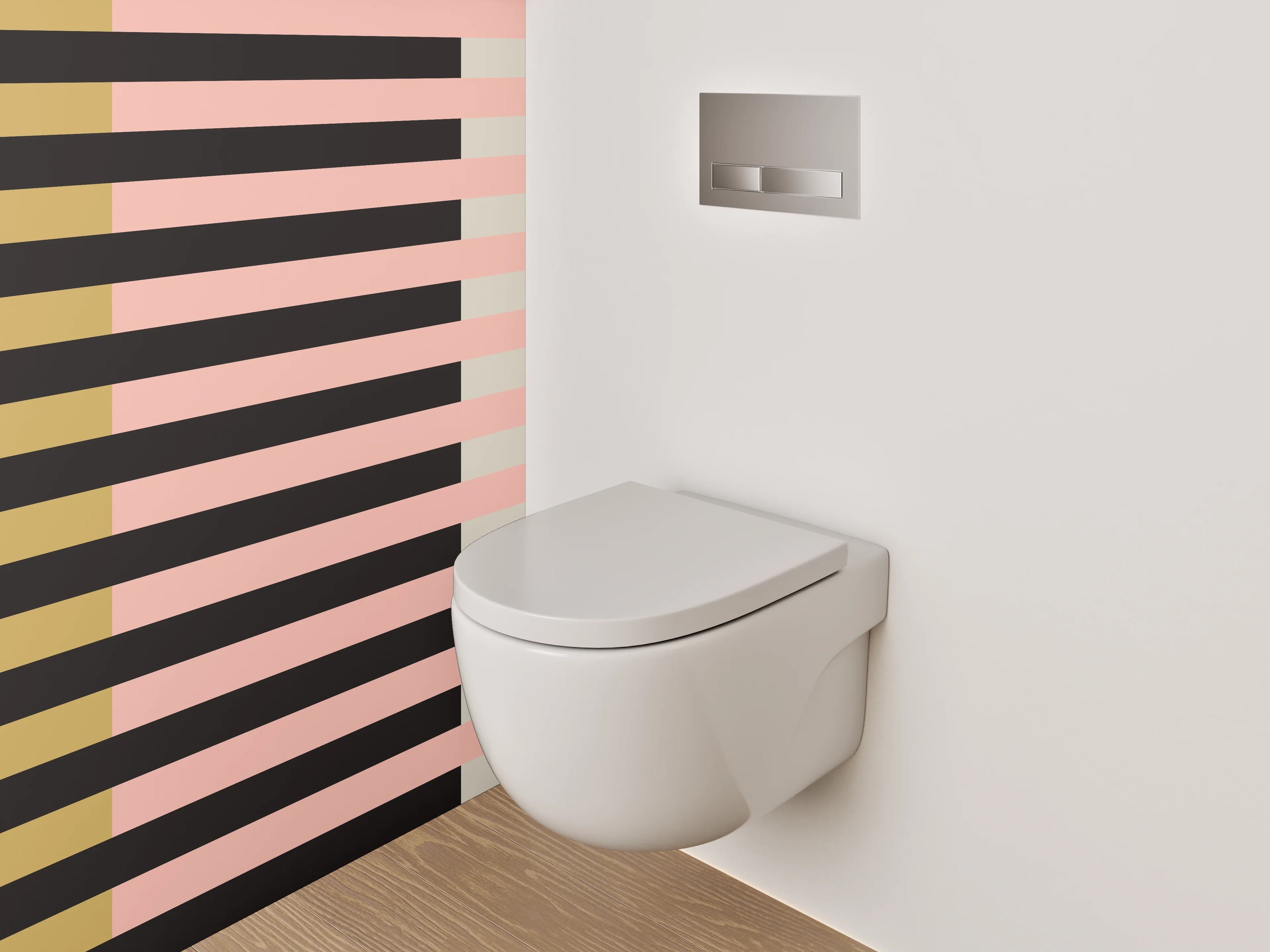 WC-Rückwand - Abstraktes Streifenmuster Pastell Gold