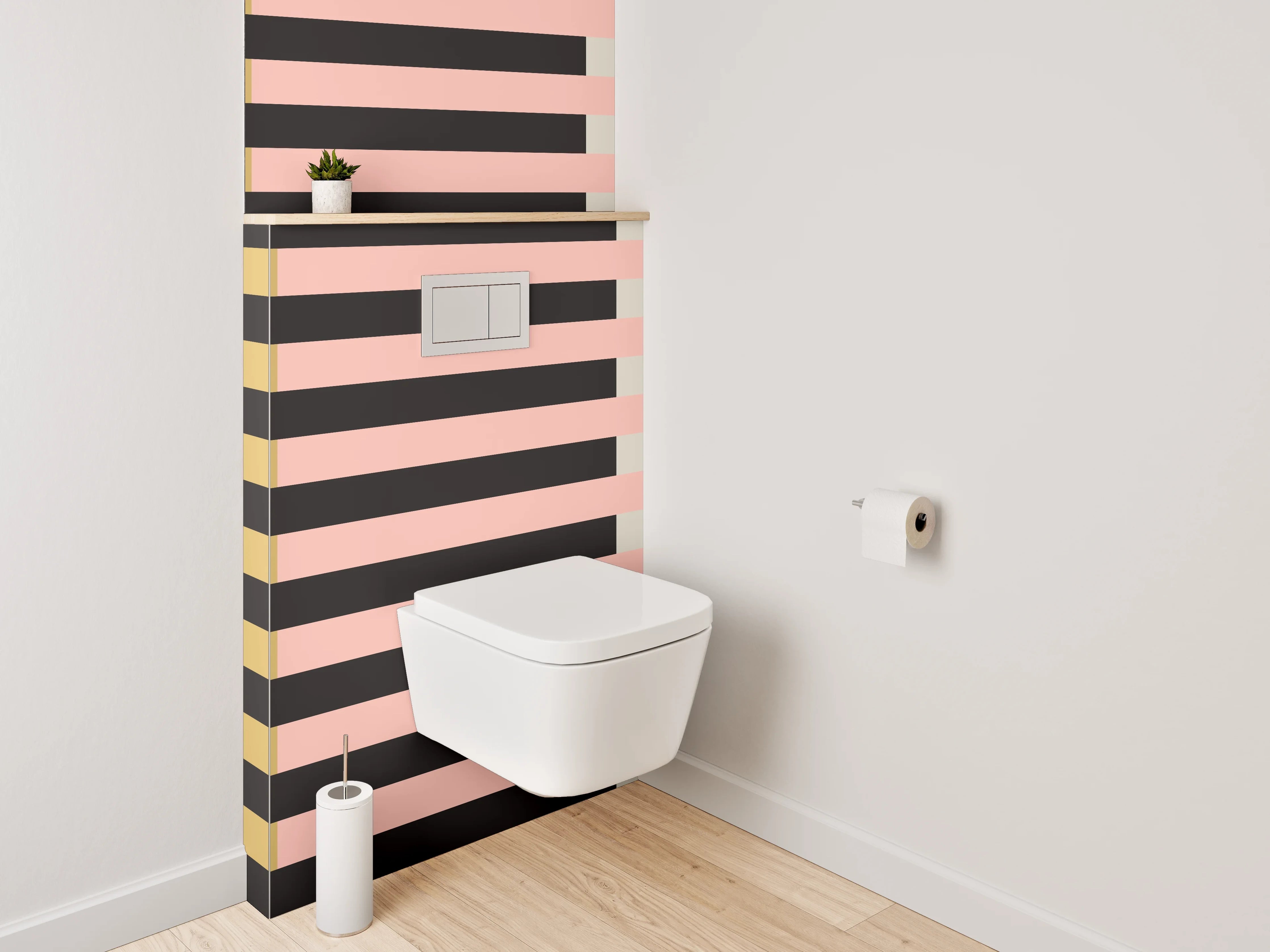 WC-Rückwand - Abstraktes Streifenmuster Pastell Gold