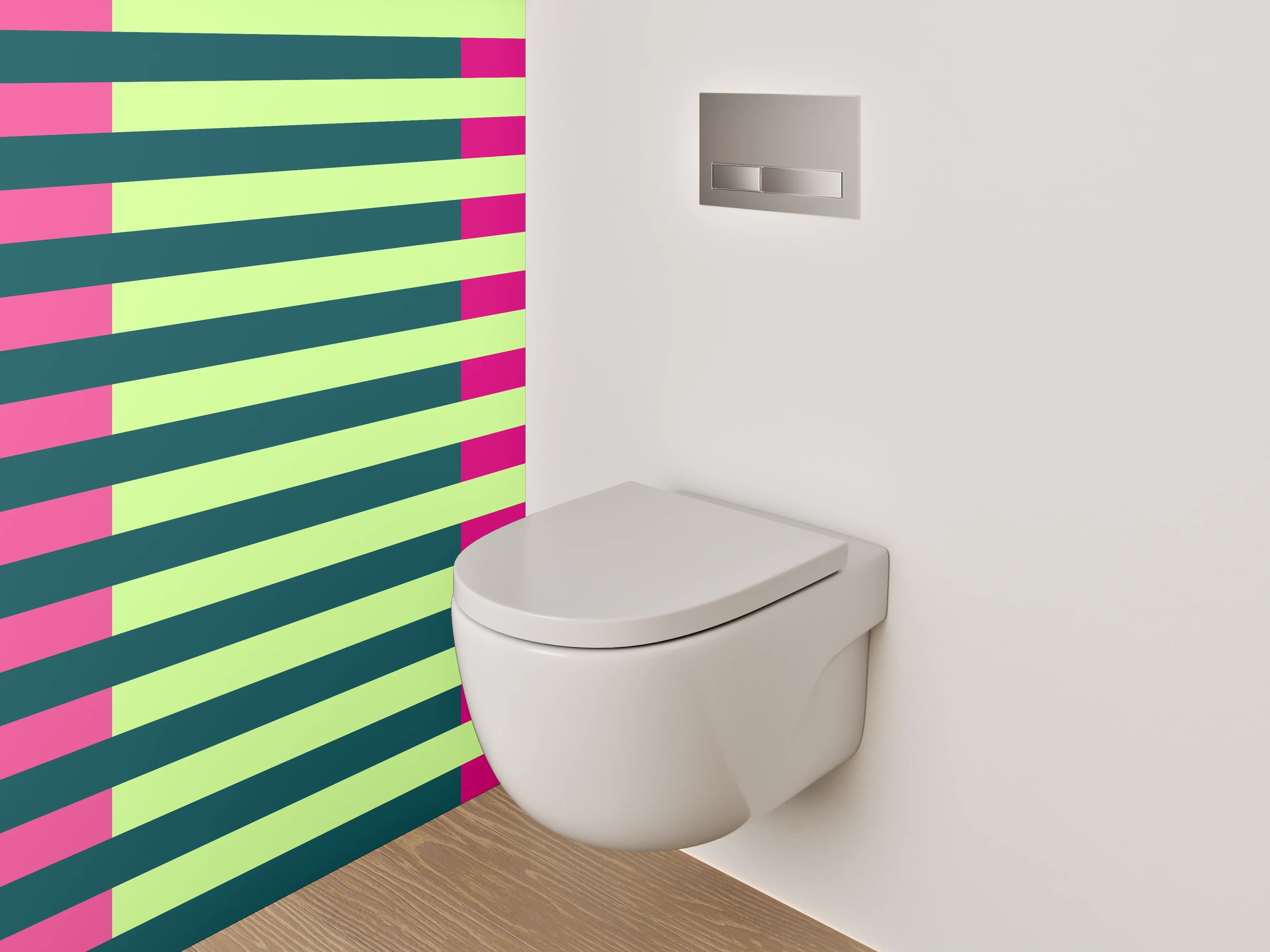 WC-Rückwand - Abstraktes Streifenmuster in Pink und Grün