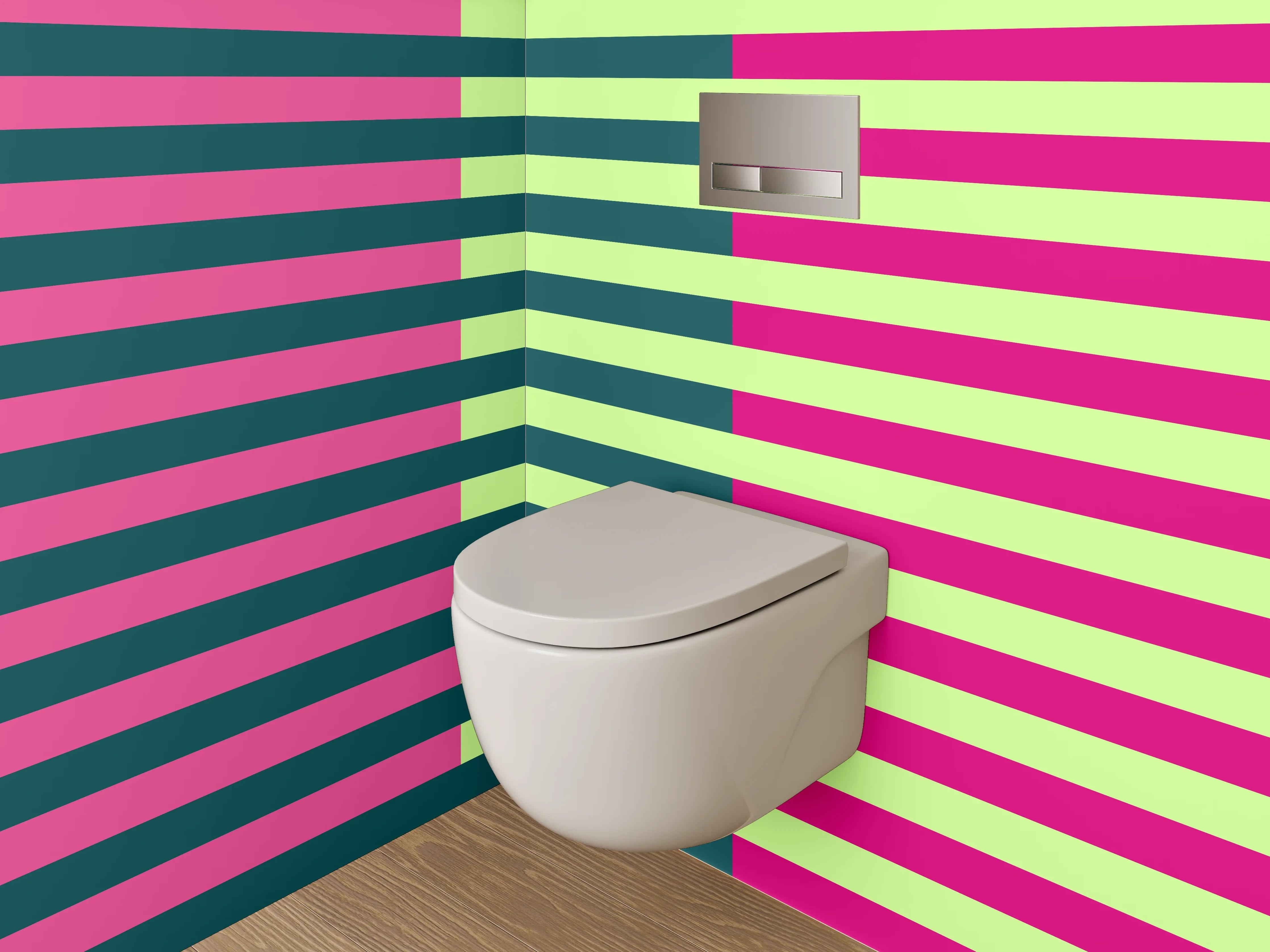 WC-Rückwand - Abstraktes Streifenmuster in Pink und Grün