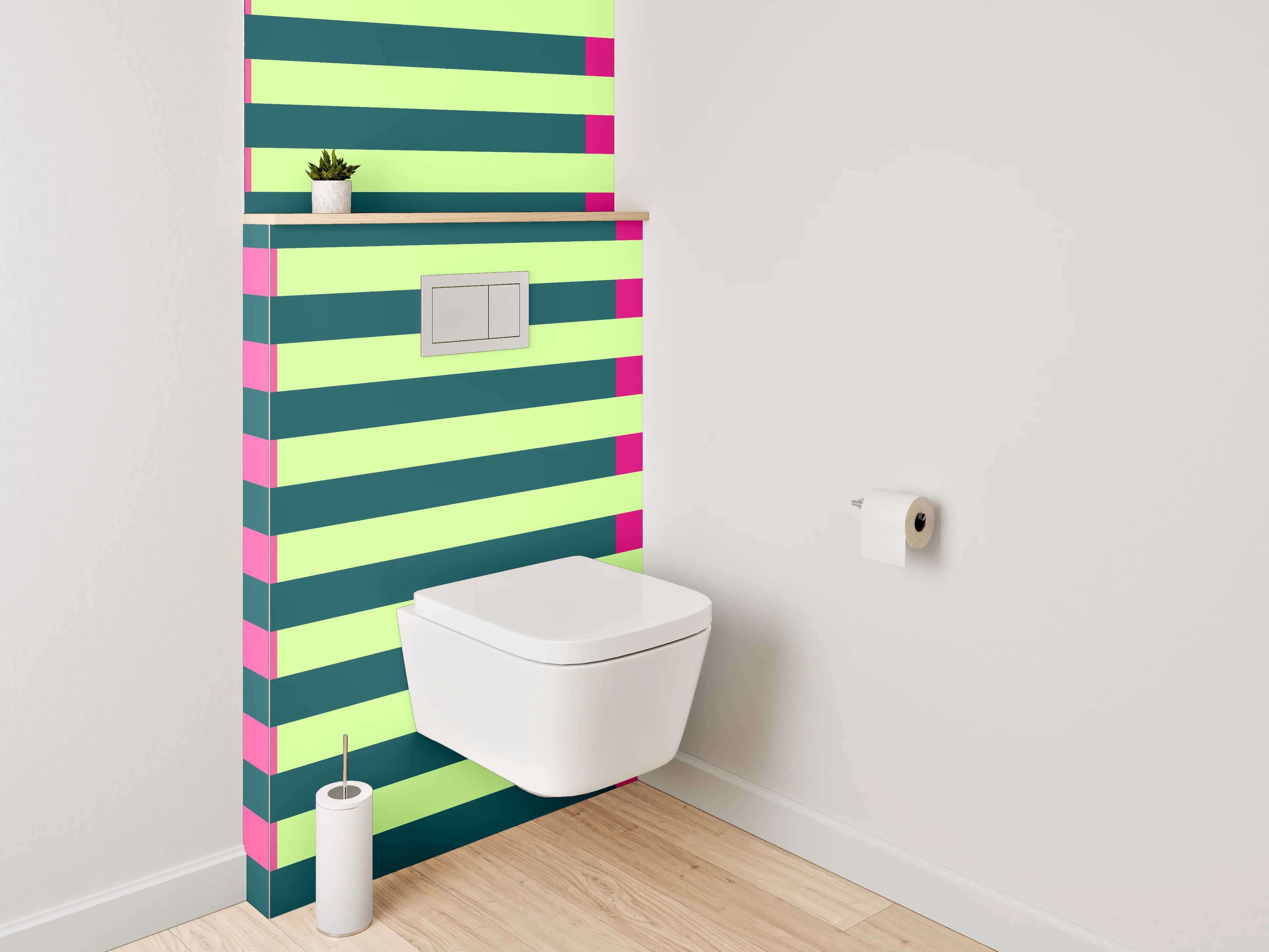 WC-Rückwand - Abstraktes Streifenmuster in Pink und Grün