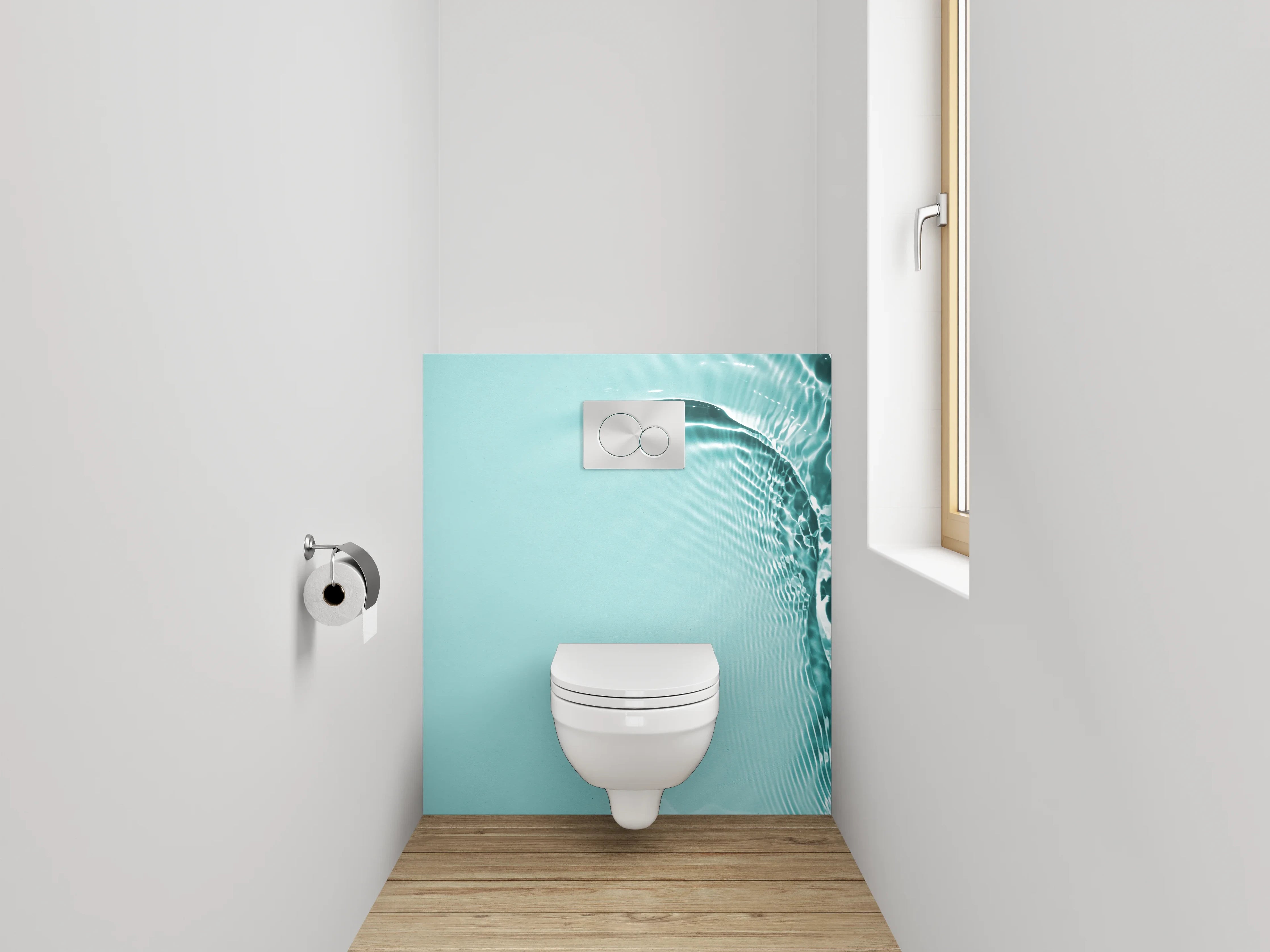 WC-Rückwand - Abstraktes Wasserlicht in Türkis