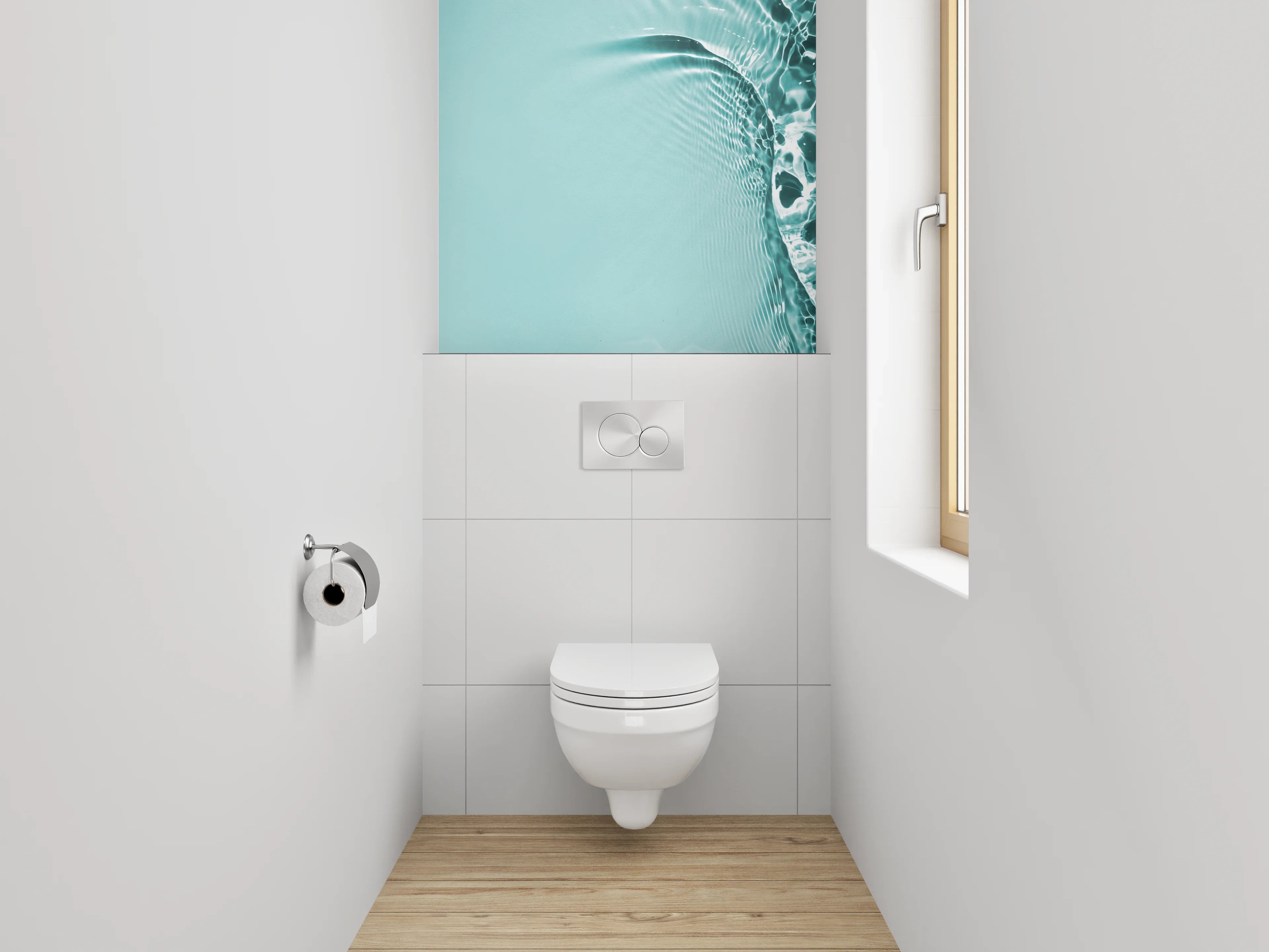 WC-Rückwand - Abstraktes Wasserlicht in Türkis