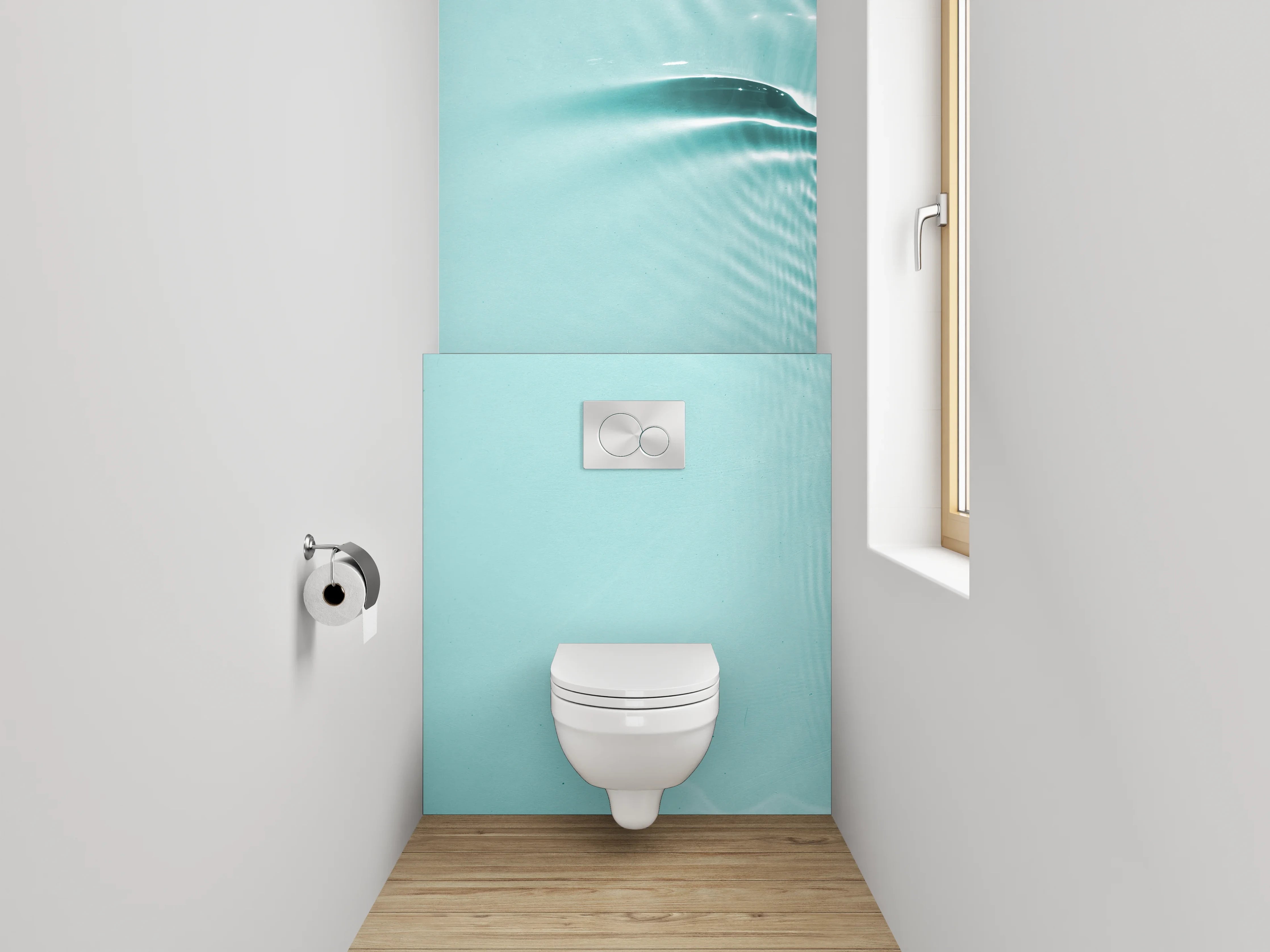 WC-Rückwand - Abstraktes Wasserlicht in Türkis