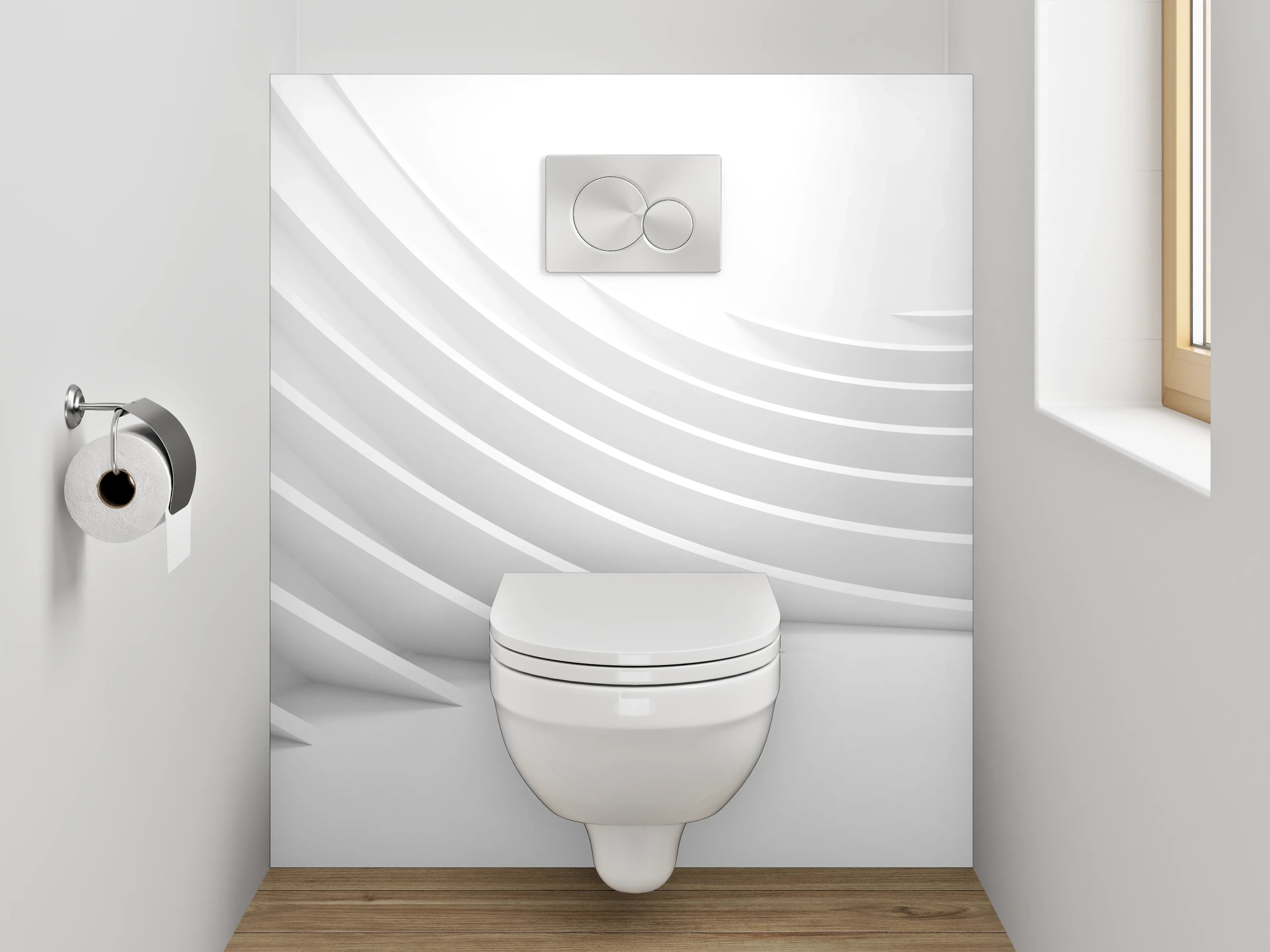 WC-Rückwand - Abstraktes Weiß-Grau Wanddesign