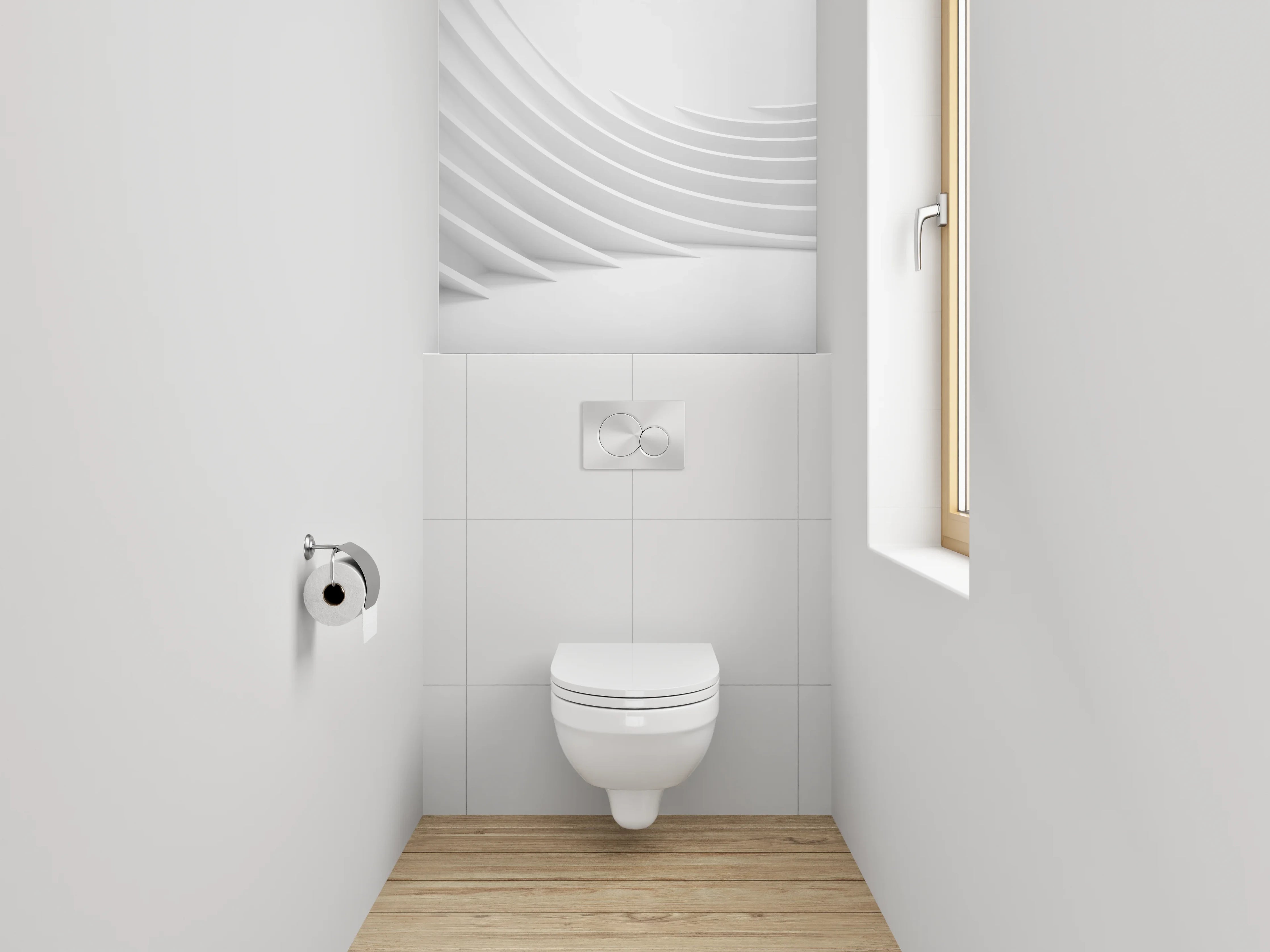 WC-Rückwand - Abstraktes Weiß-Grau Wanddesign