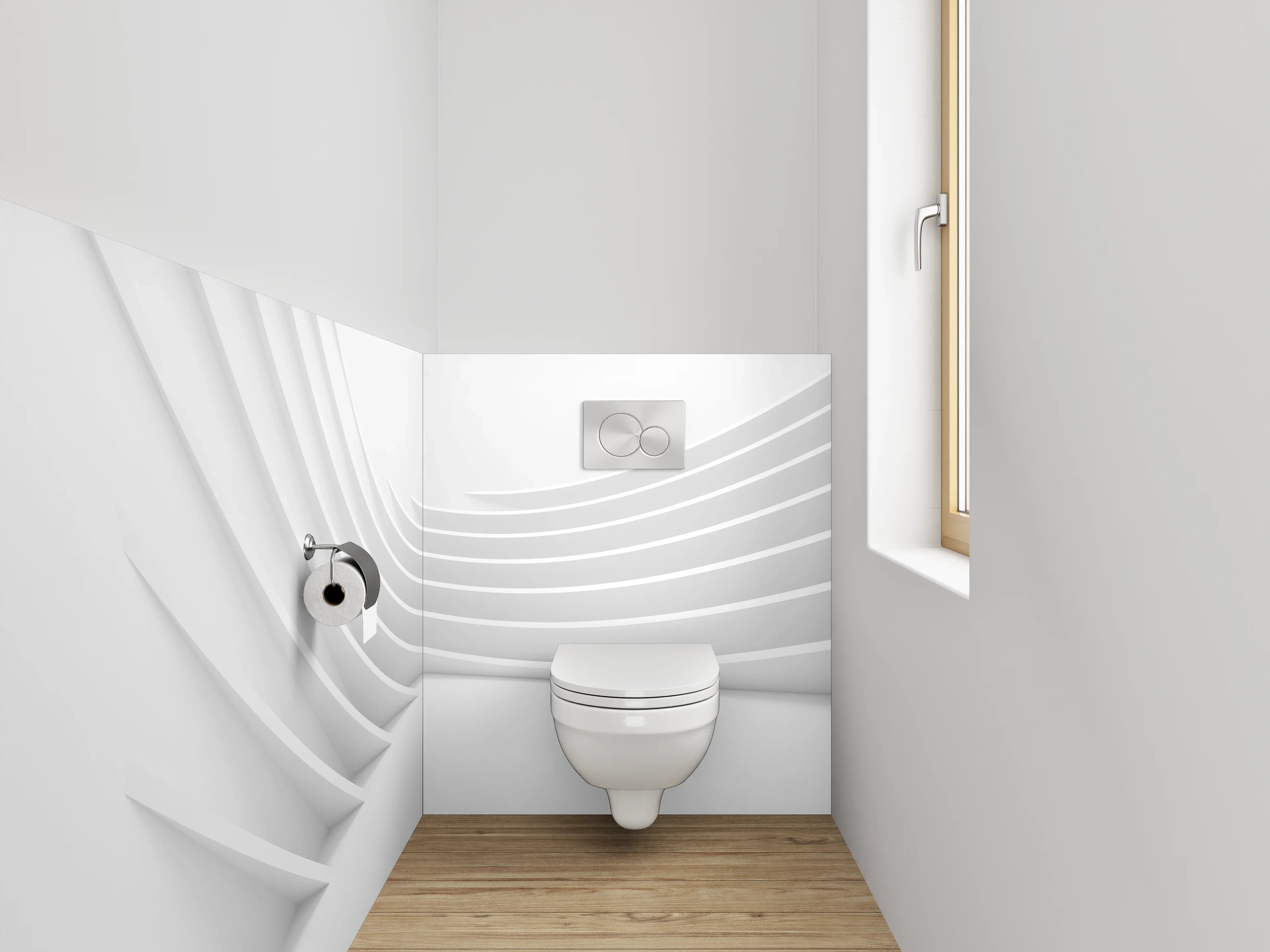 WC-Rückwand - Abstraktes Weiß-Grau Wanddesign