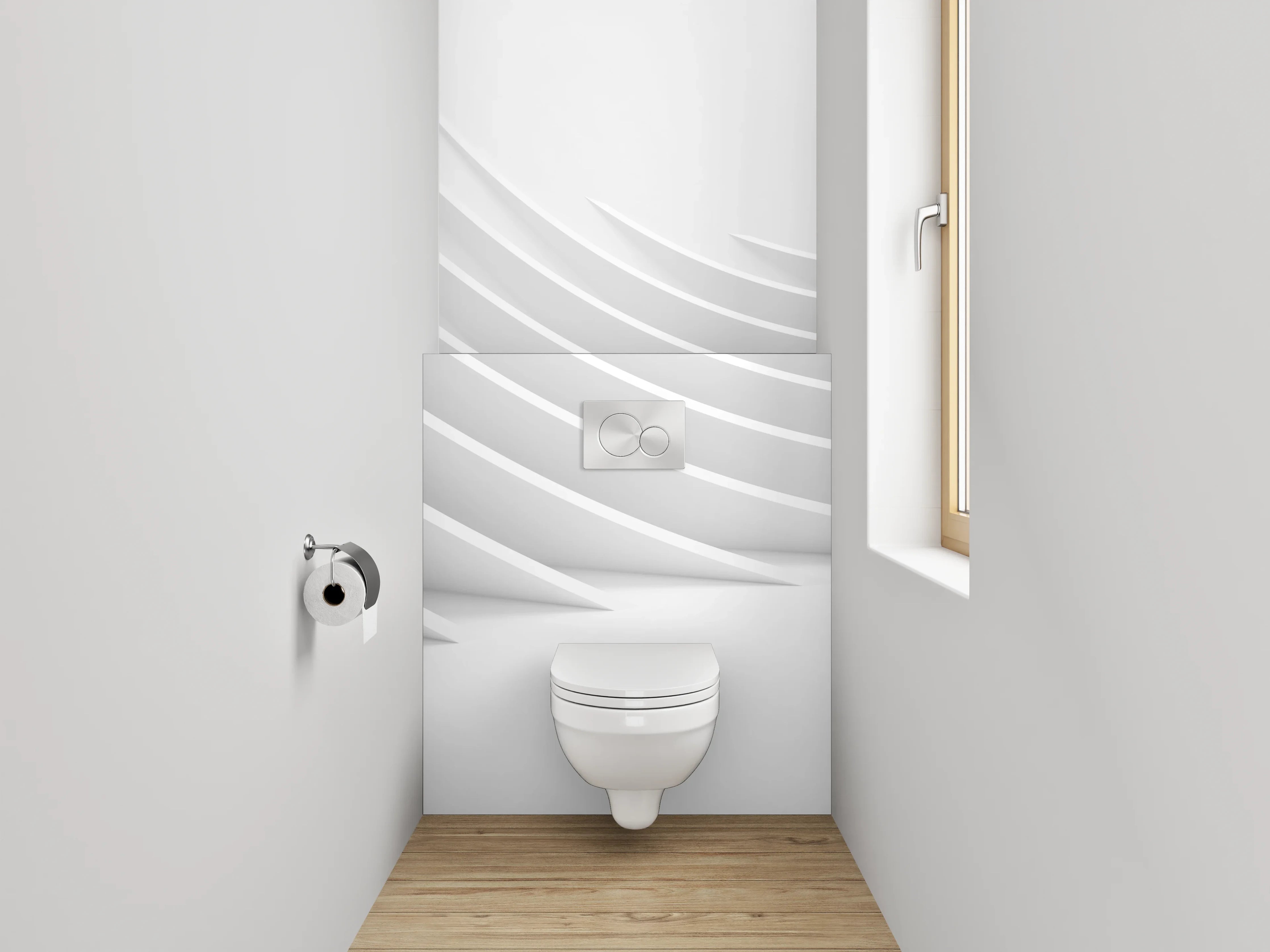 WC-Rückwand - Abstraktes Weiß-Grau Wanddesign