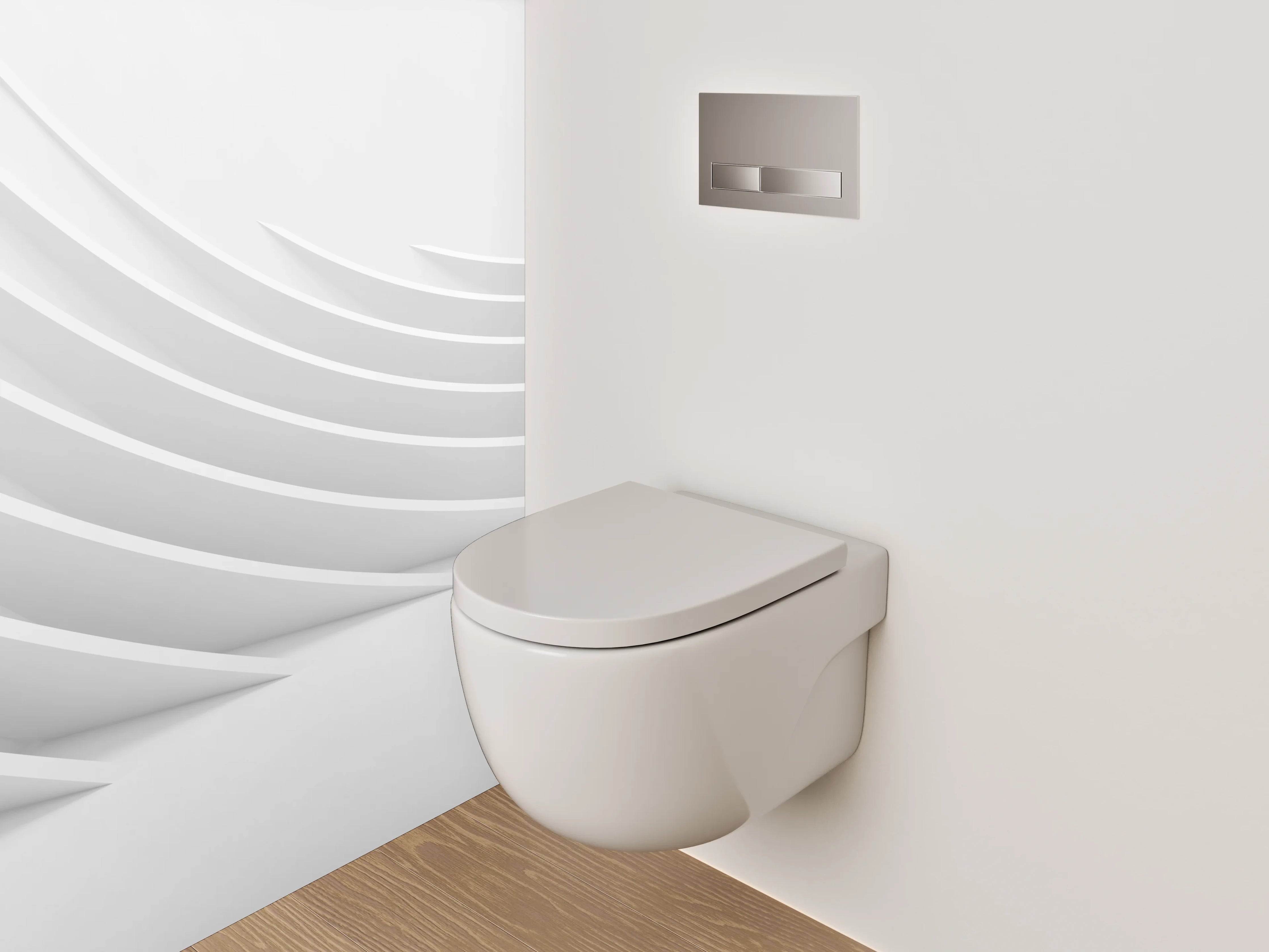 WC-Rückwand - Abstraktes Weiß-Grau Wanddesign