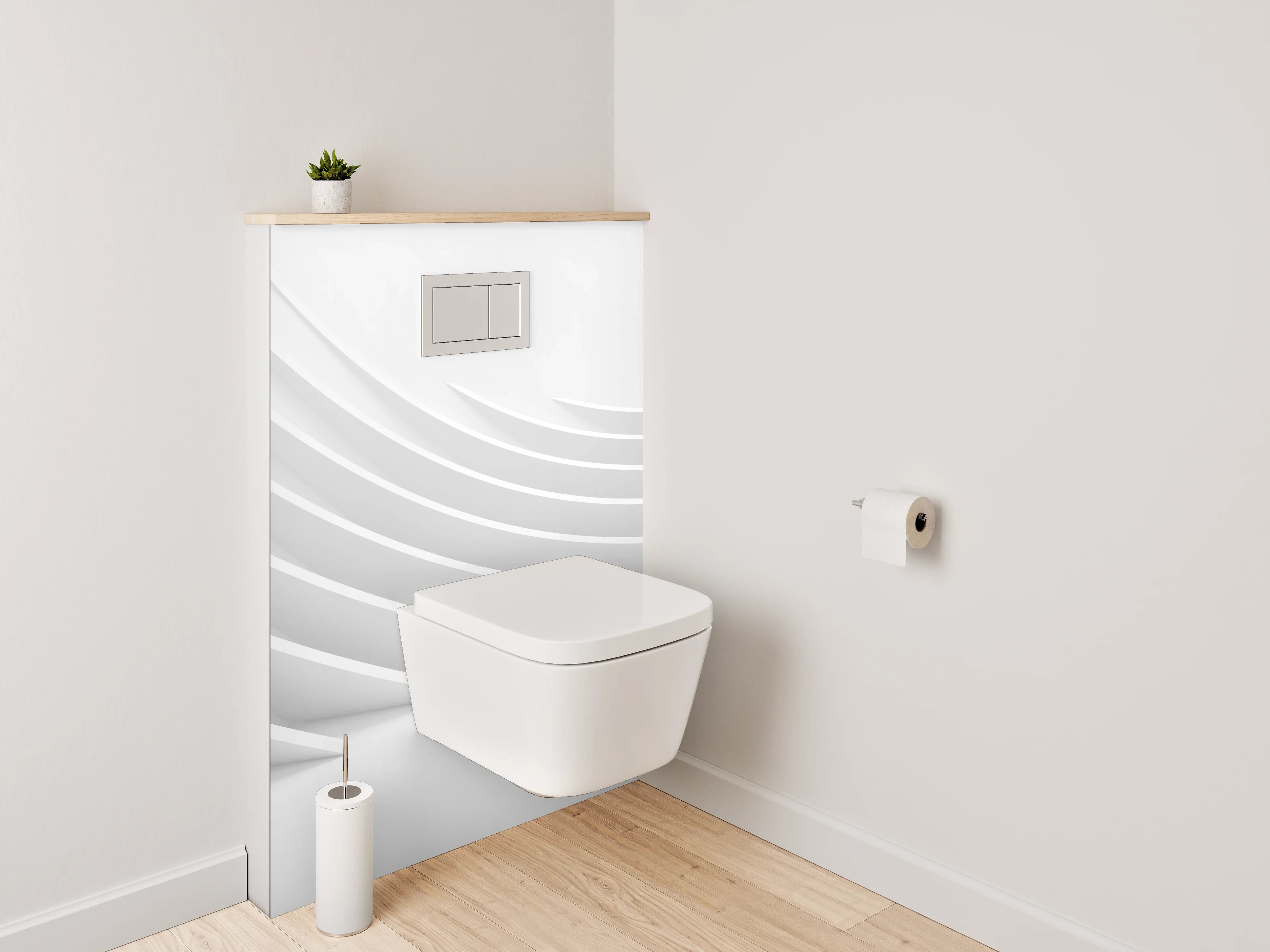 WC-Rückwand - Abstraktes Weiß-Grau Wanddesign