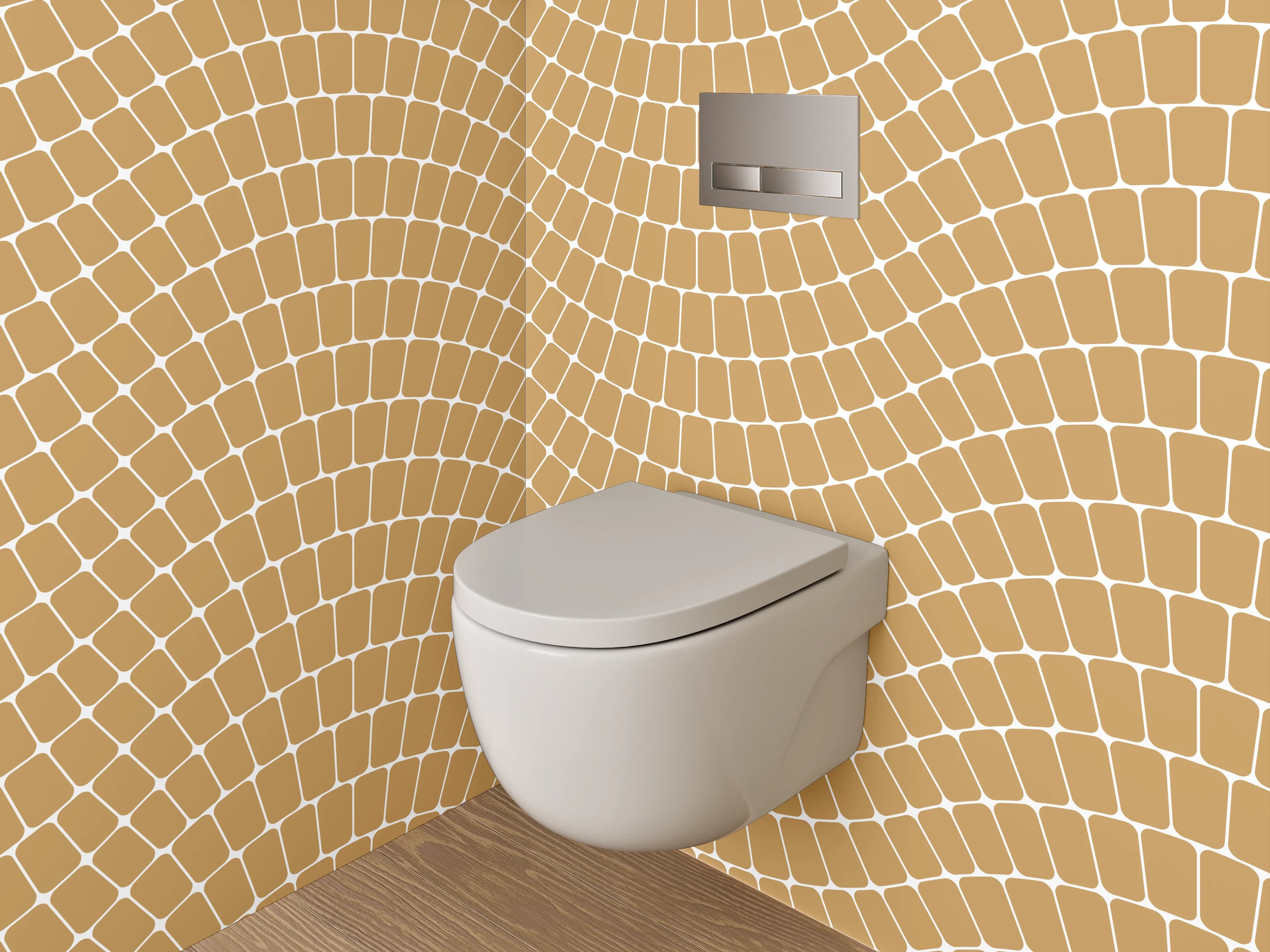 WC-Rückwand - Abstraktes Wellenmuster Beige Minimal