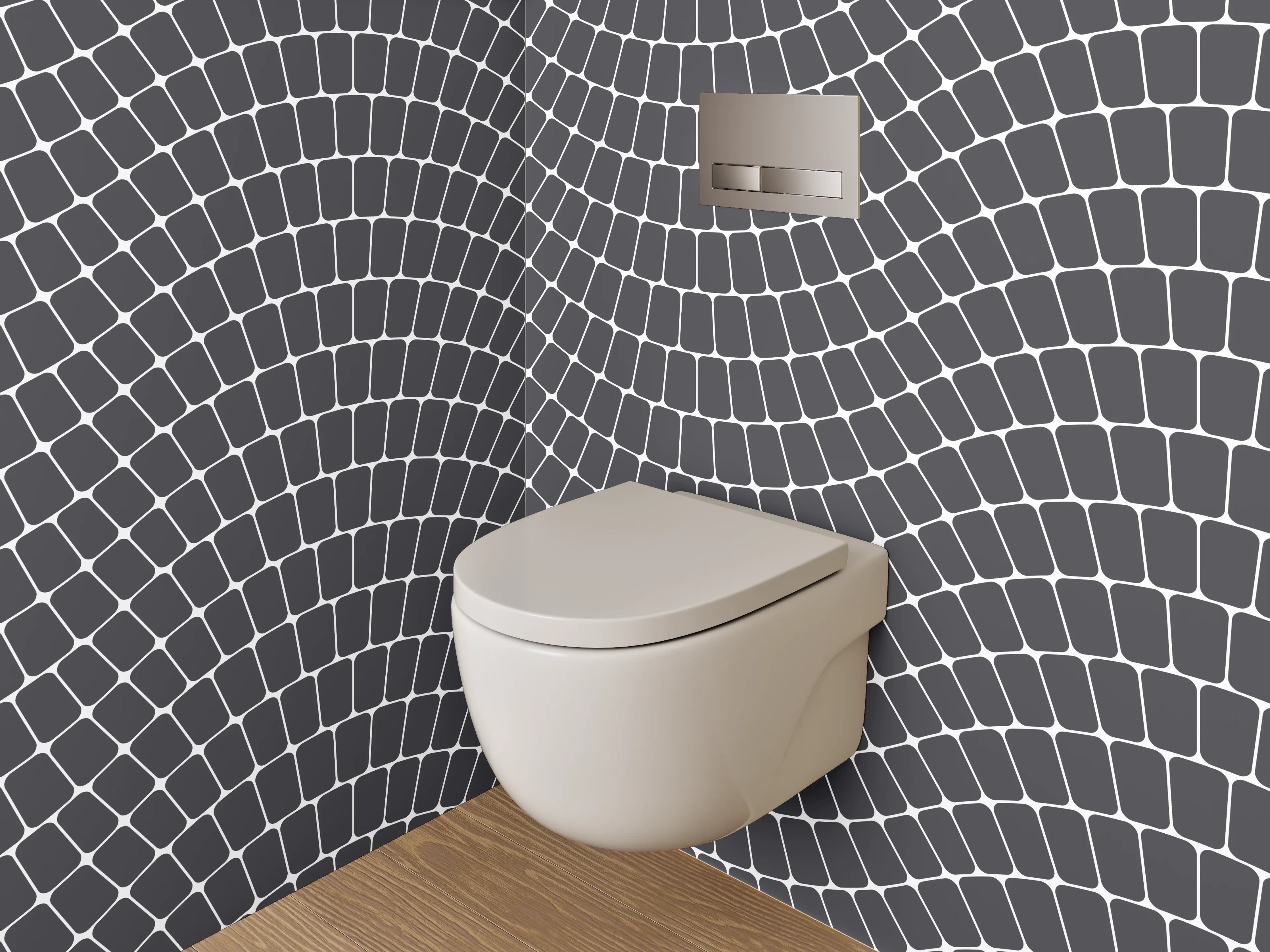 WC-Rückwand - Abstraktes Wellenmuster Schwarz-Weiß