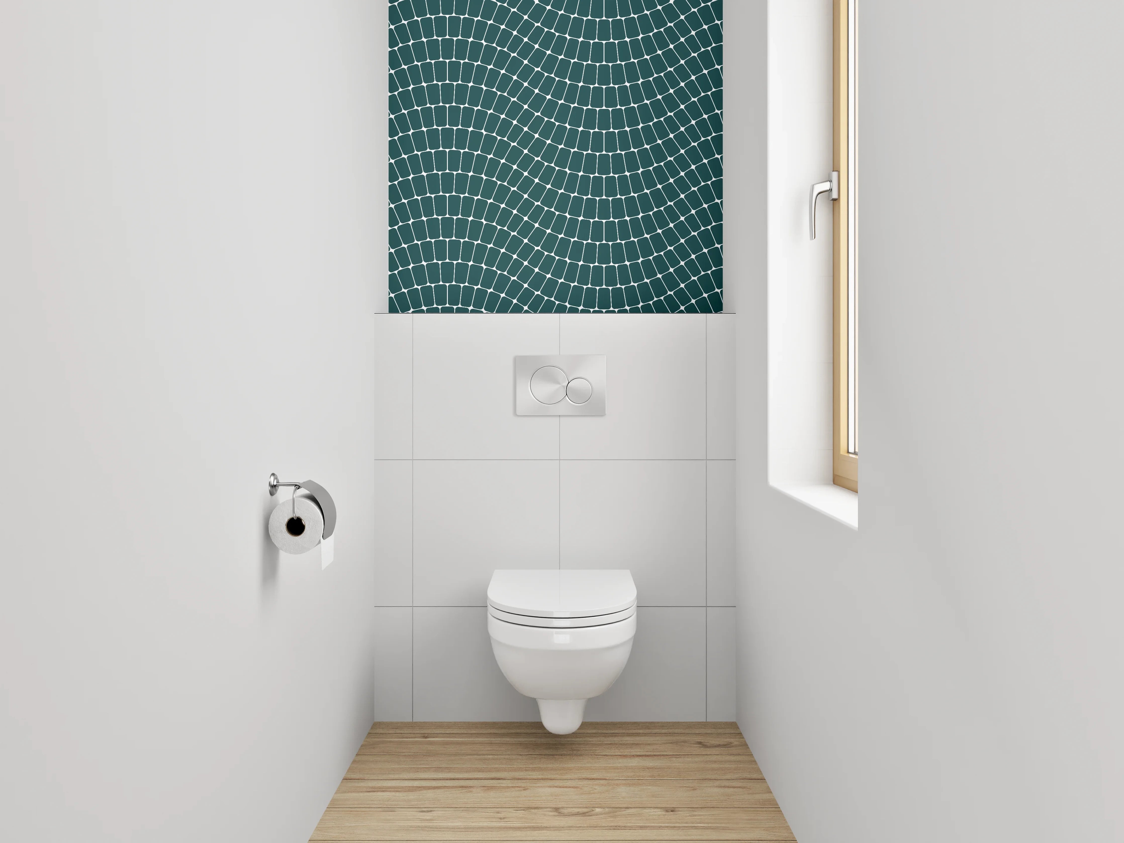 WC-Rückwand - Abstraktes Wellenmuster in Dunkelgrün