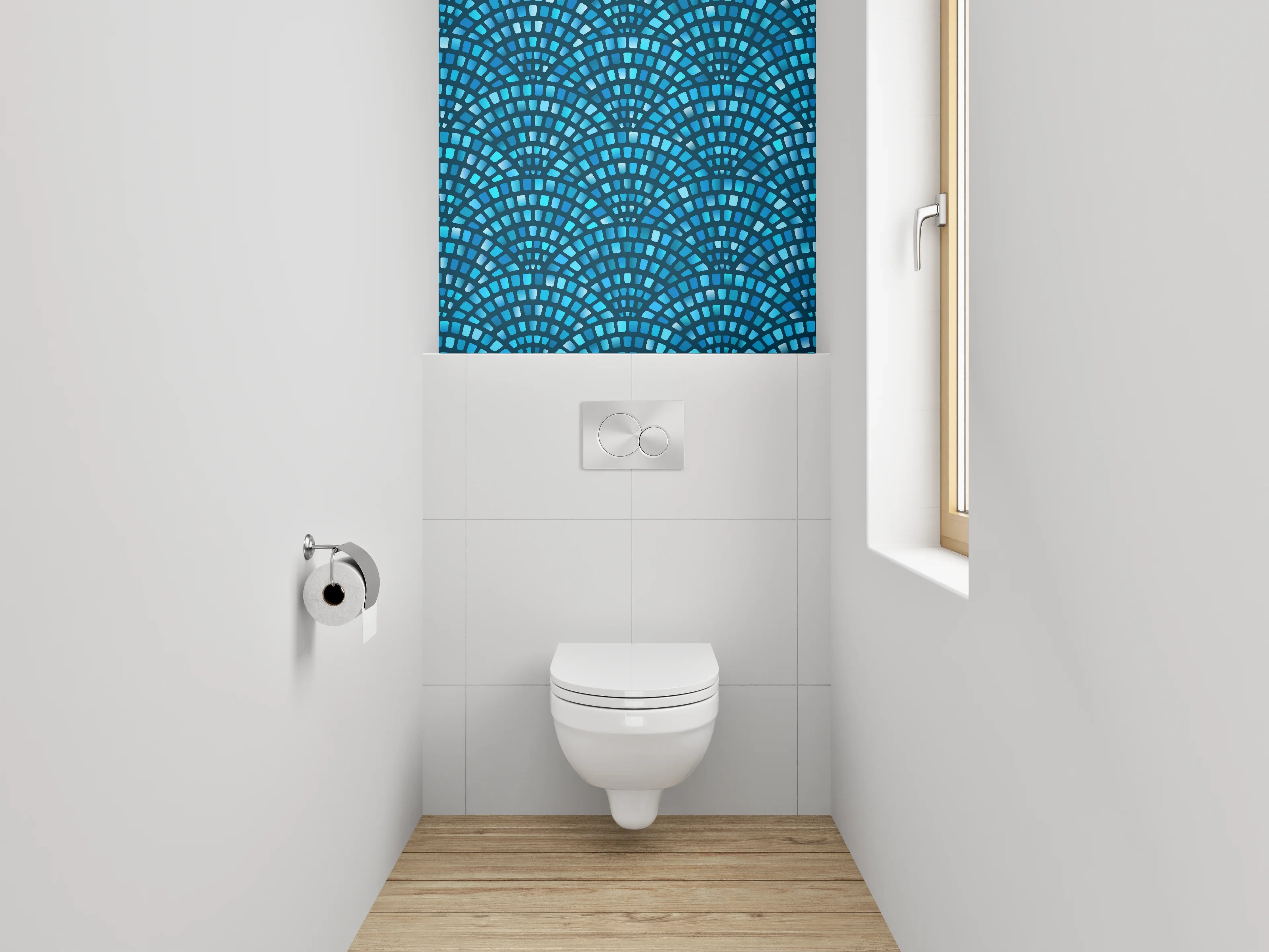 WC-Rückwand - Abstraktes blaues Mosaikmuster