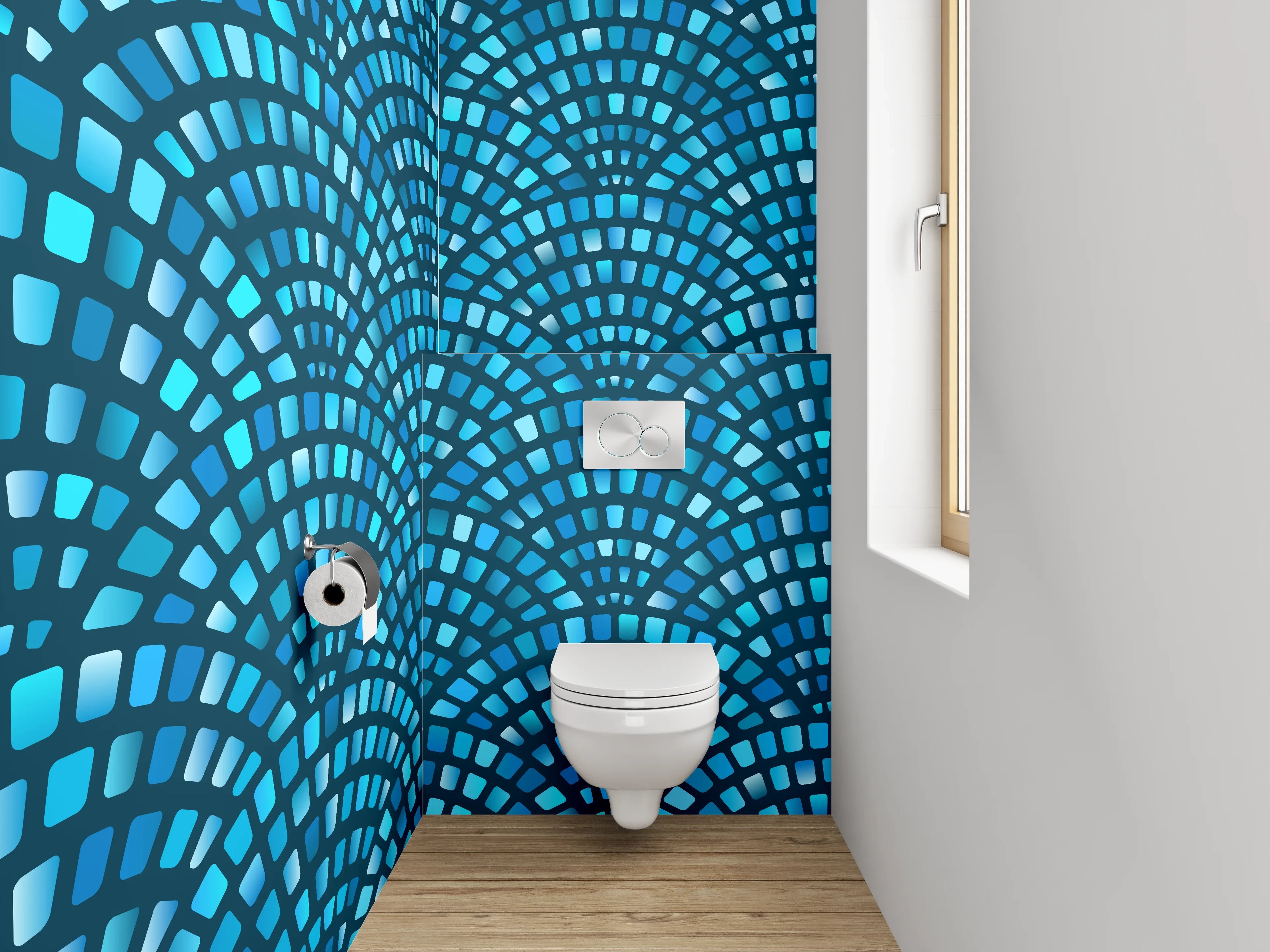 WC-Rückwand - Abstraktes blaues Mosaikmuster