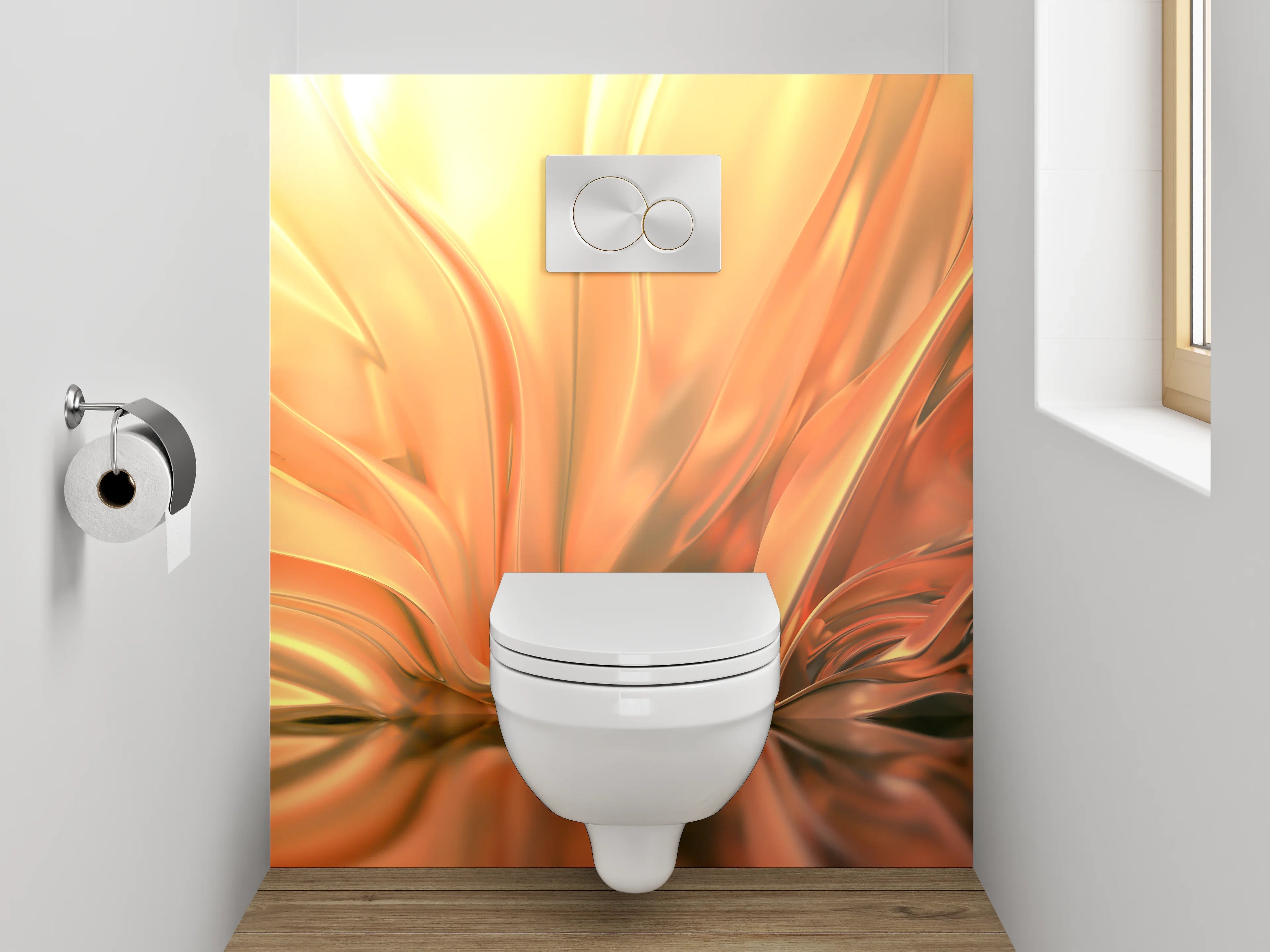 WC-Rückwand - Abstraktes fließendes Gold-Design