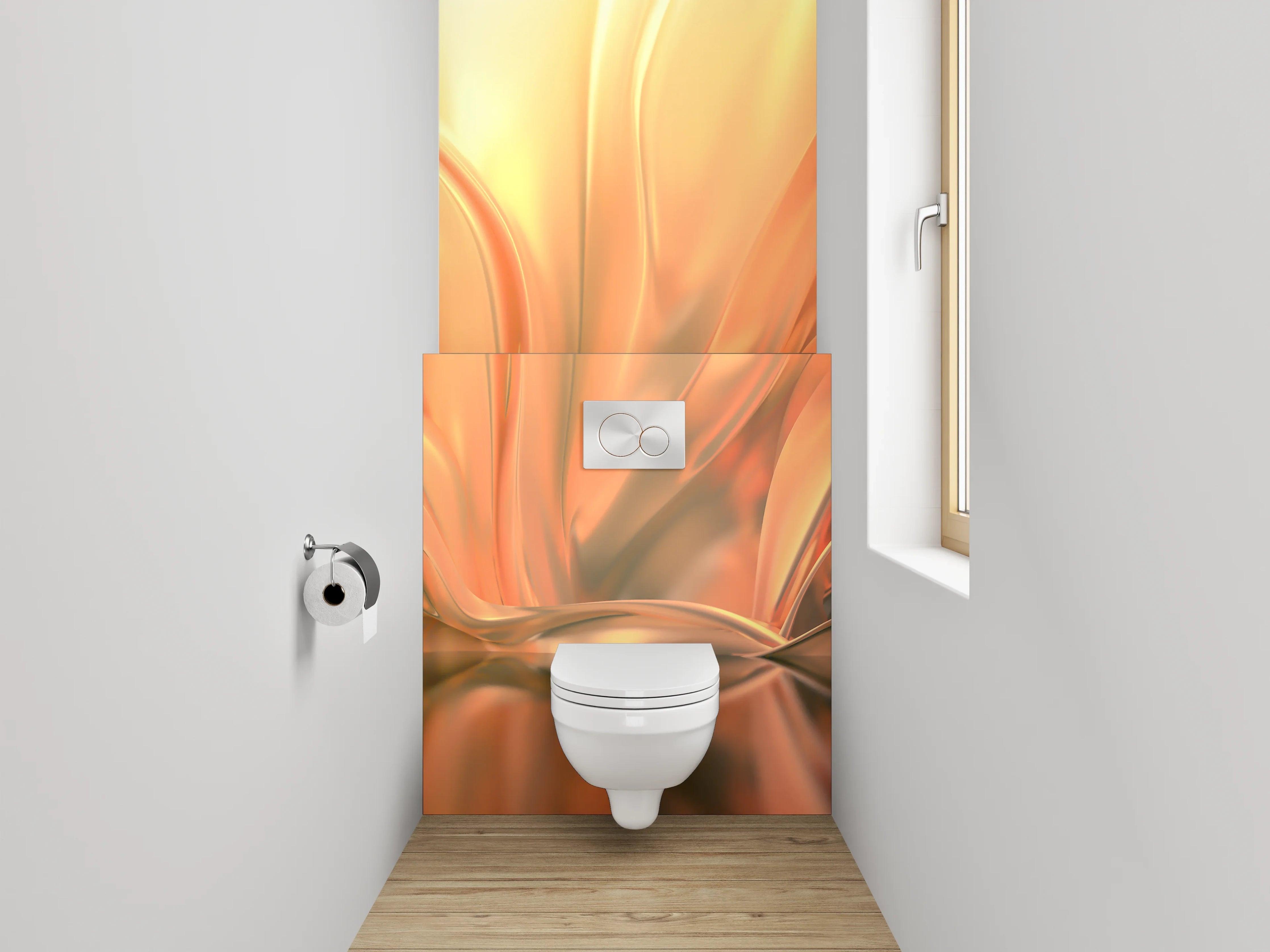 WC-Rückwand - Abstraktes fließendes Gold-Design