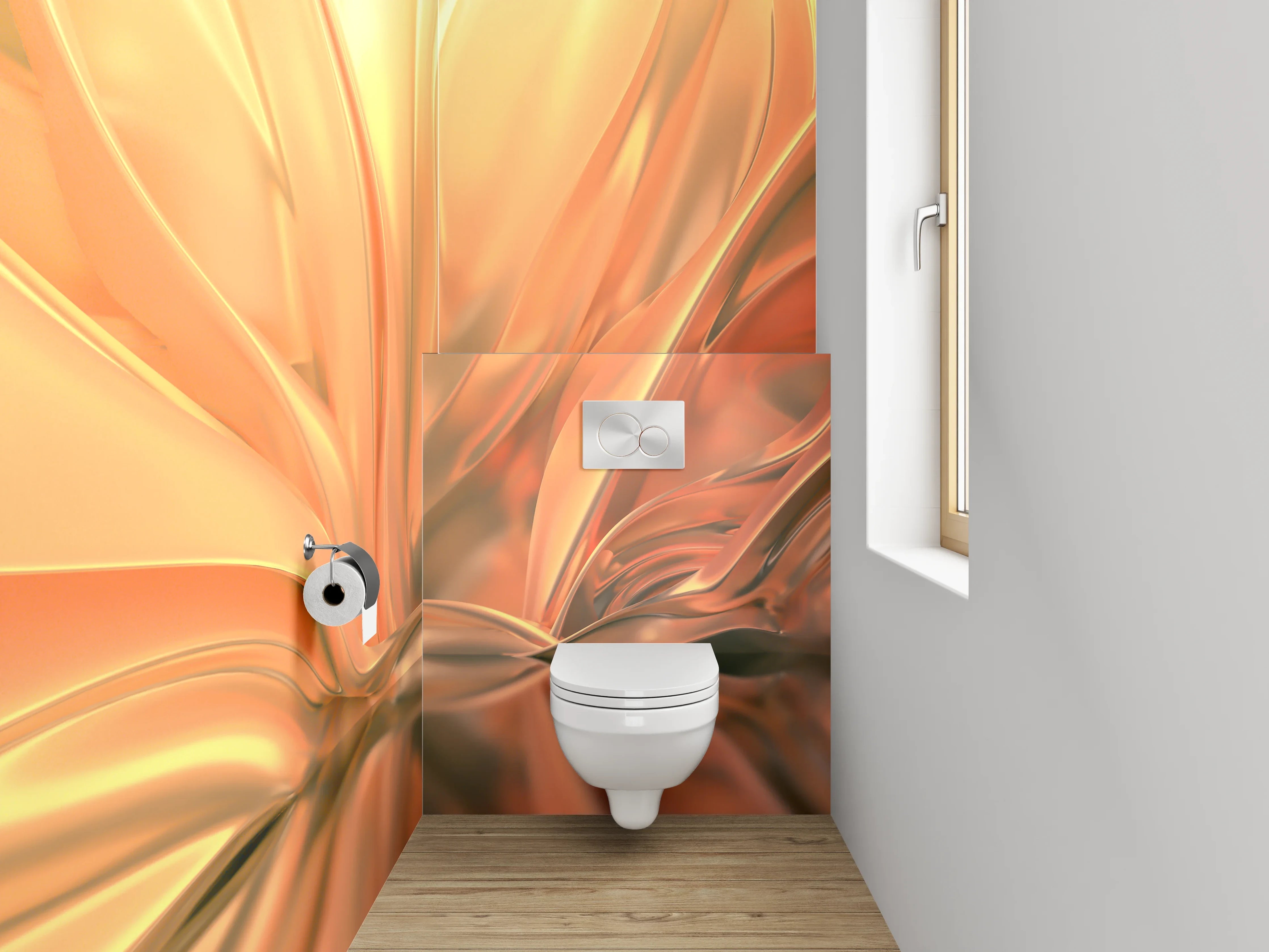 WC-Rückwand - Abstraktes fließendes Gold-Design