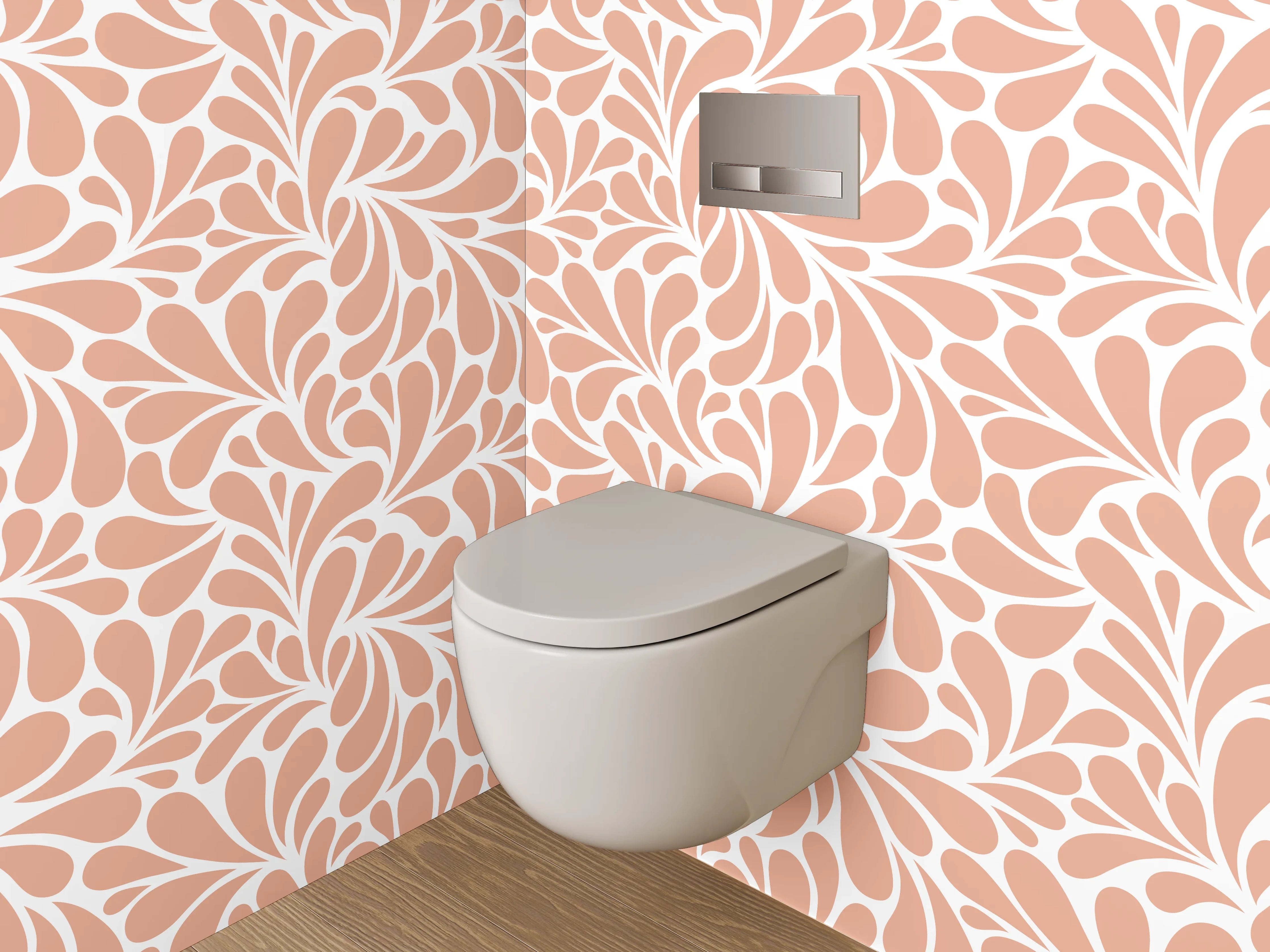WC-Rückwand - Abstraktes florales Muster Orange Weiß