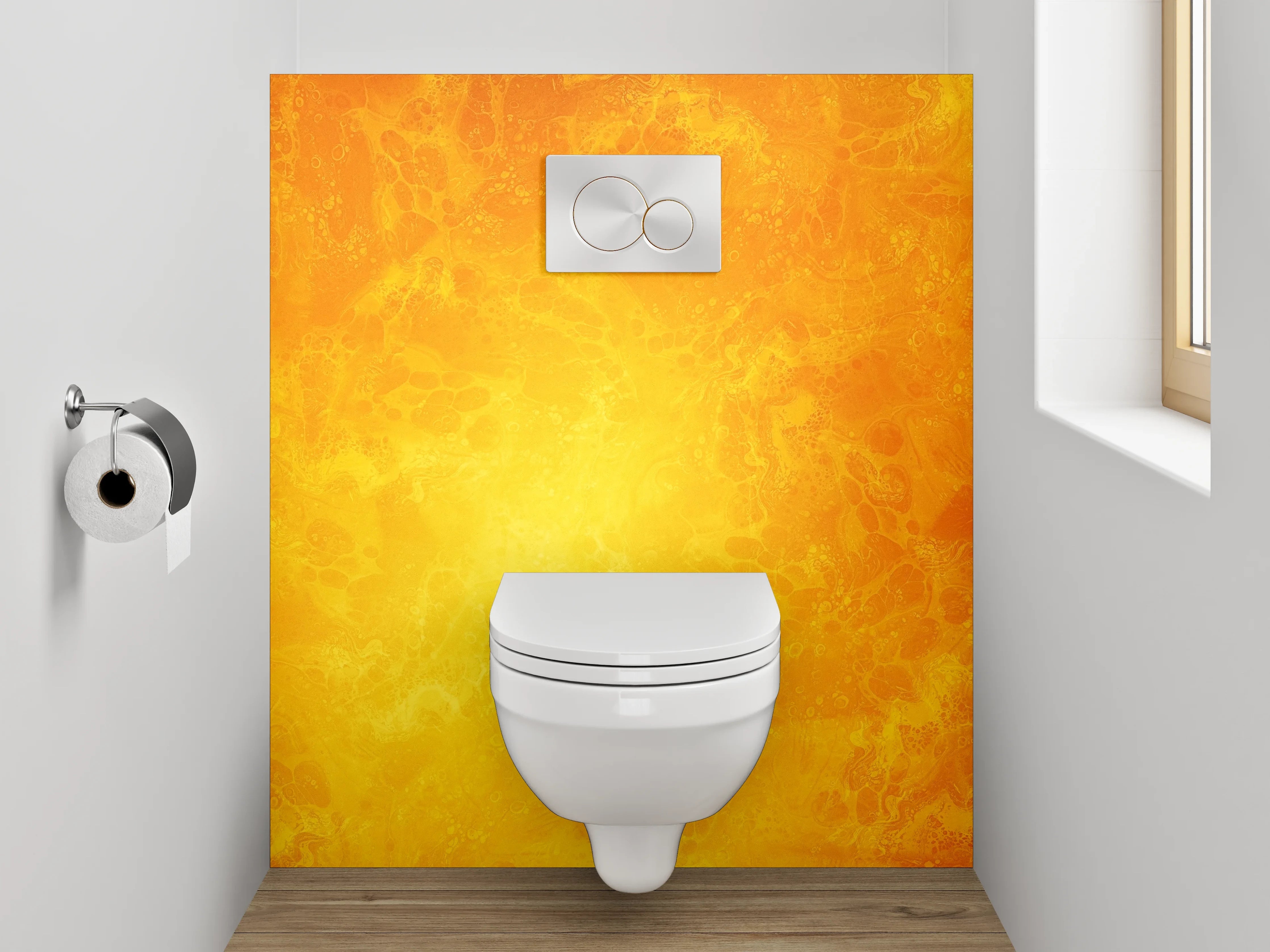 WC-Rückwand - Abstraktes gelbes Marmor-Design