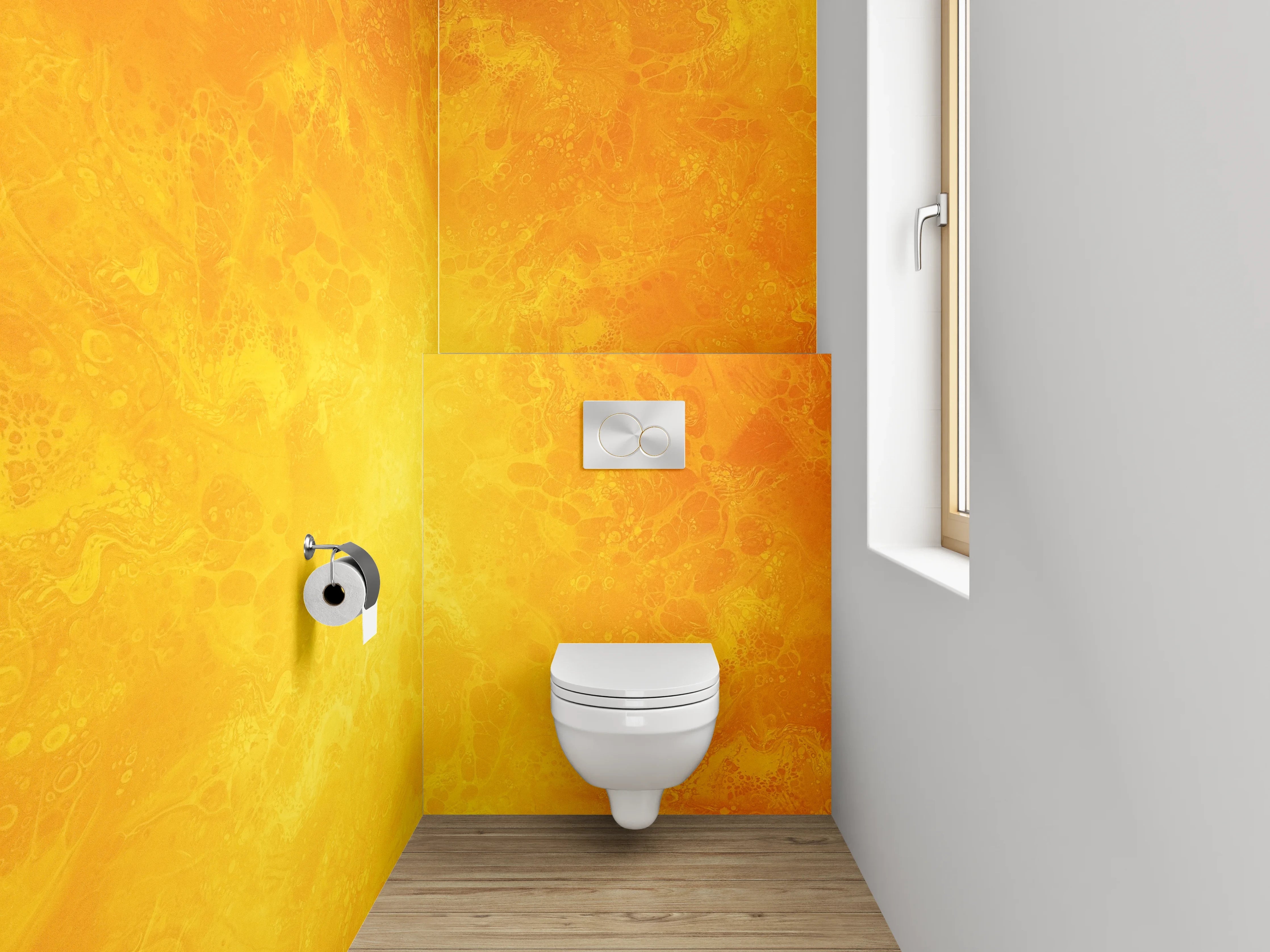 WC-Rückwand - Abstraktes gelbes Marmor-Design