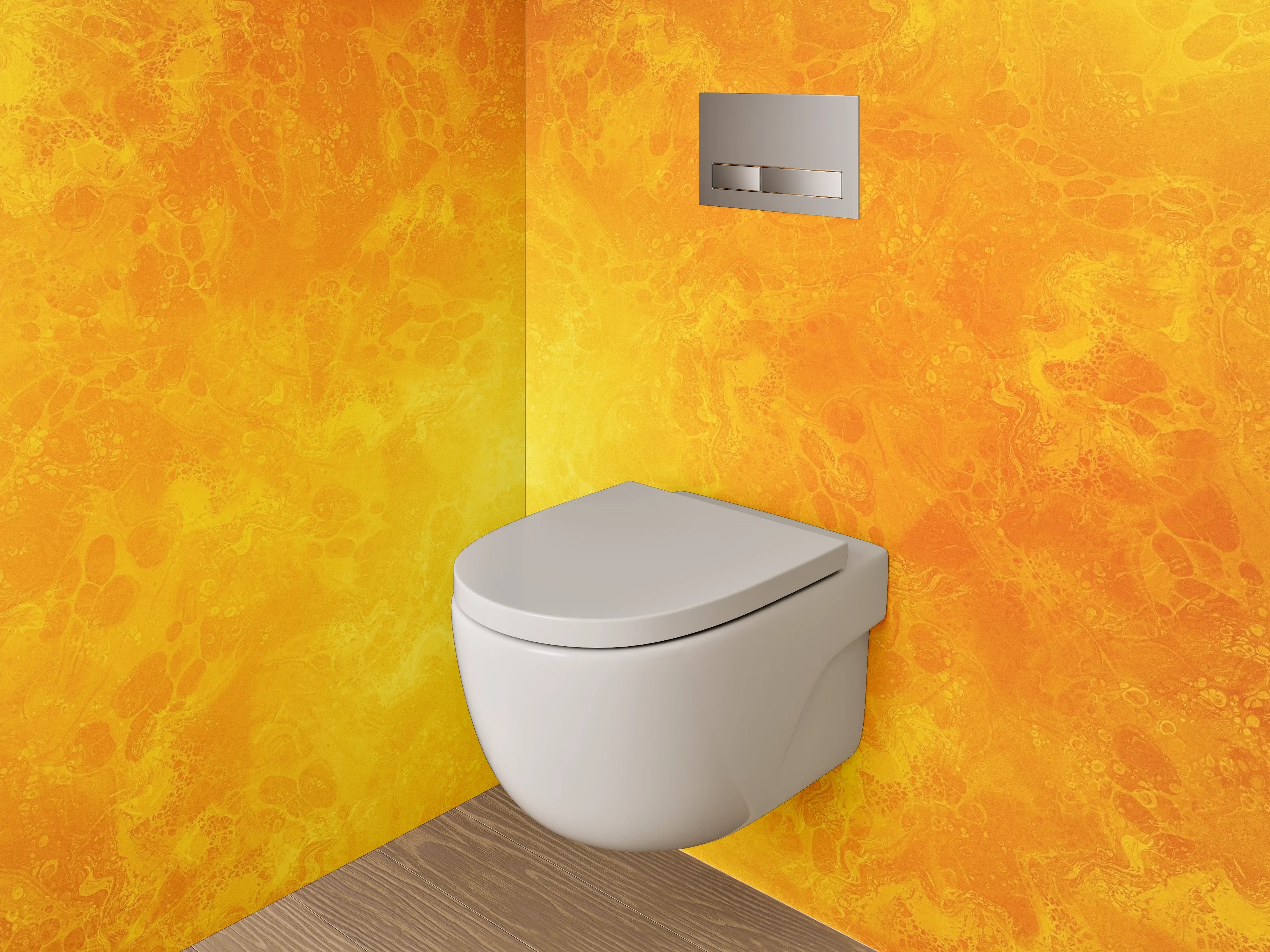 WC-Rückwand - Abstraktes gelbes Marmor-Design