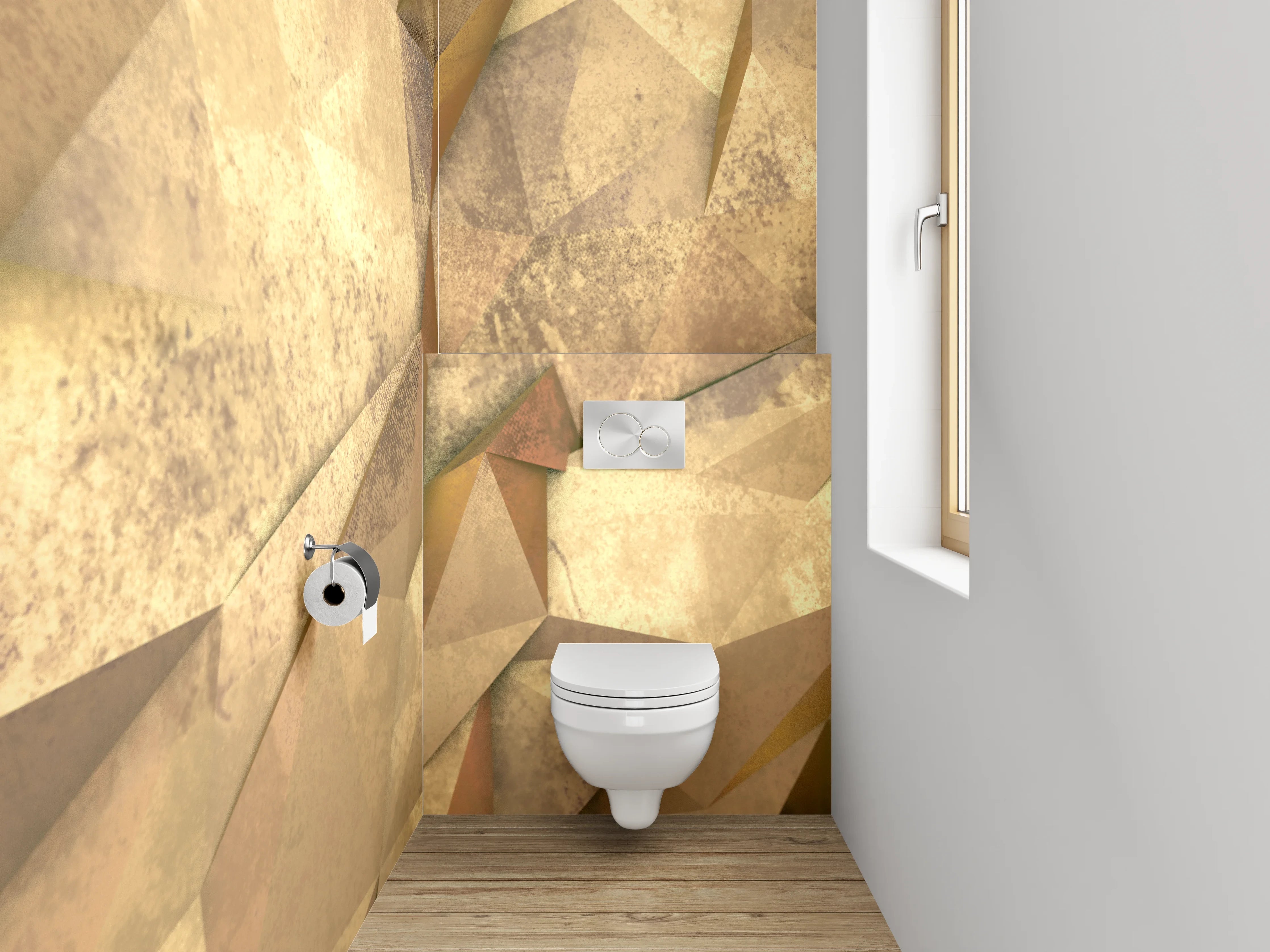 WC-Rückwand - Abstraktes geometrisches Muster Beige Braun