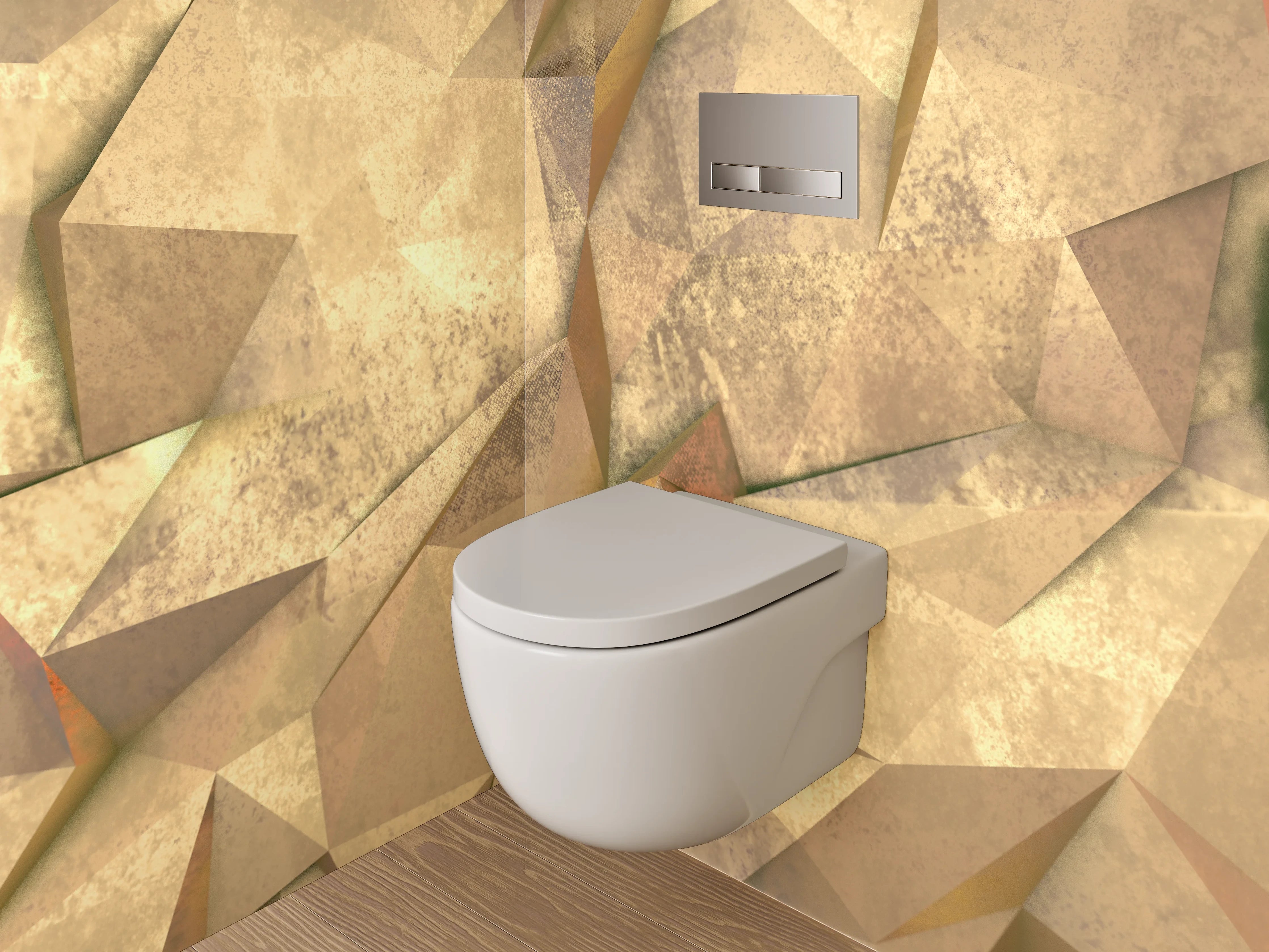 WC-Rückwand - Abstraktes geometrisches Muster Beige Braun