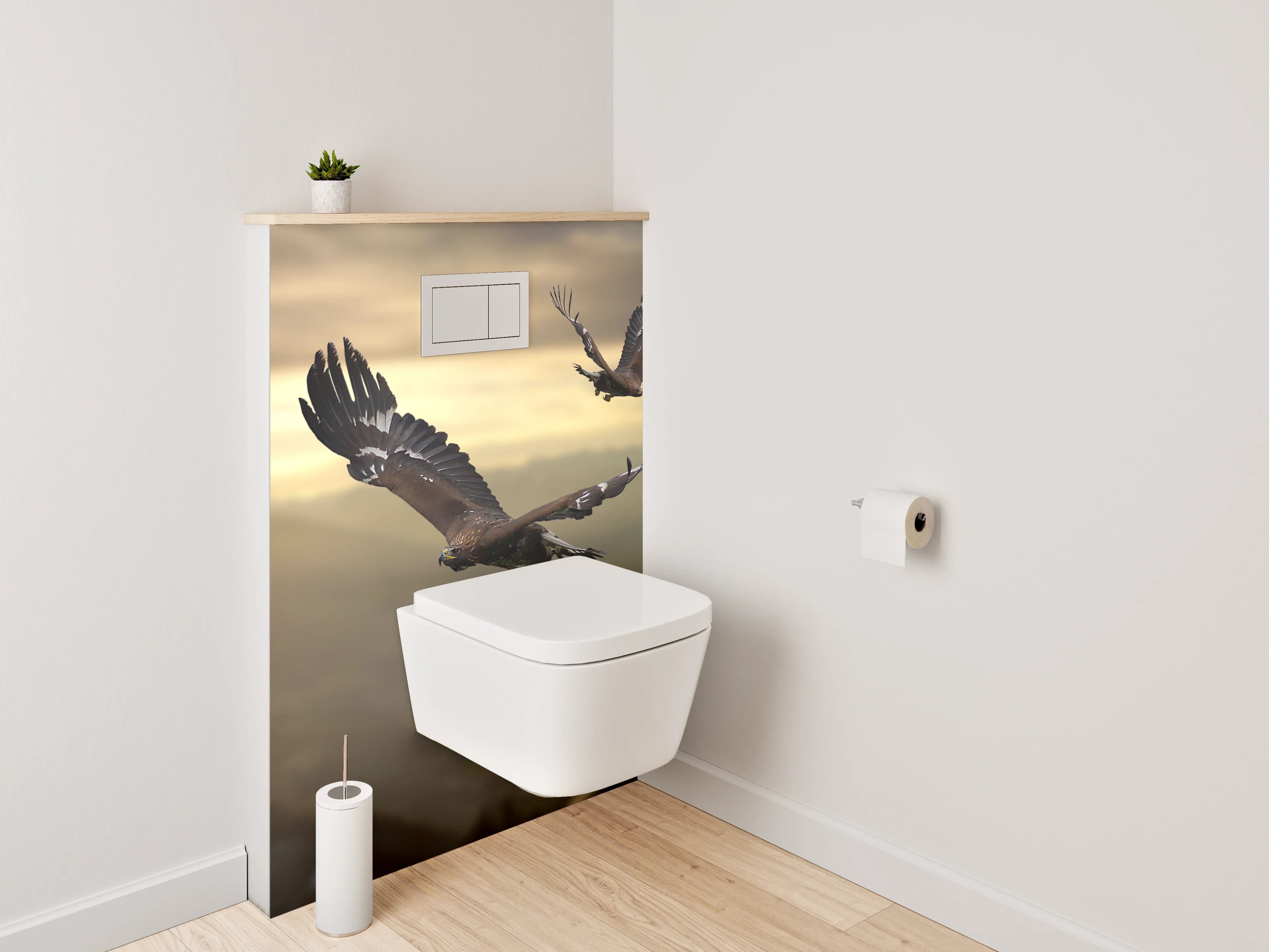 WC-Rückwand - Adlerflug im Sonnenuntergang