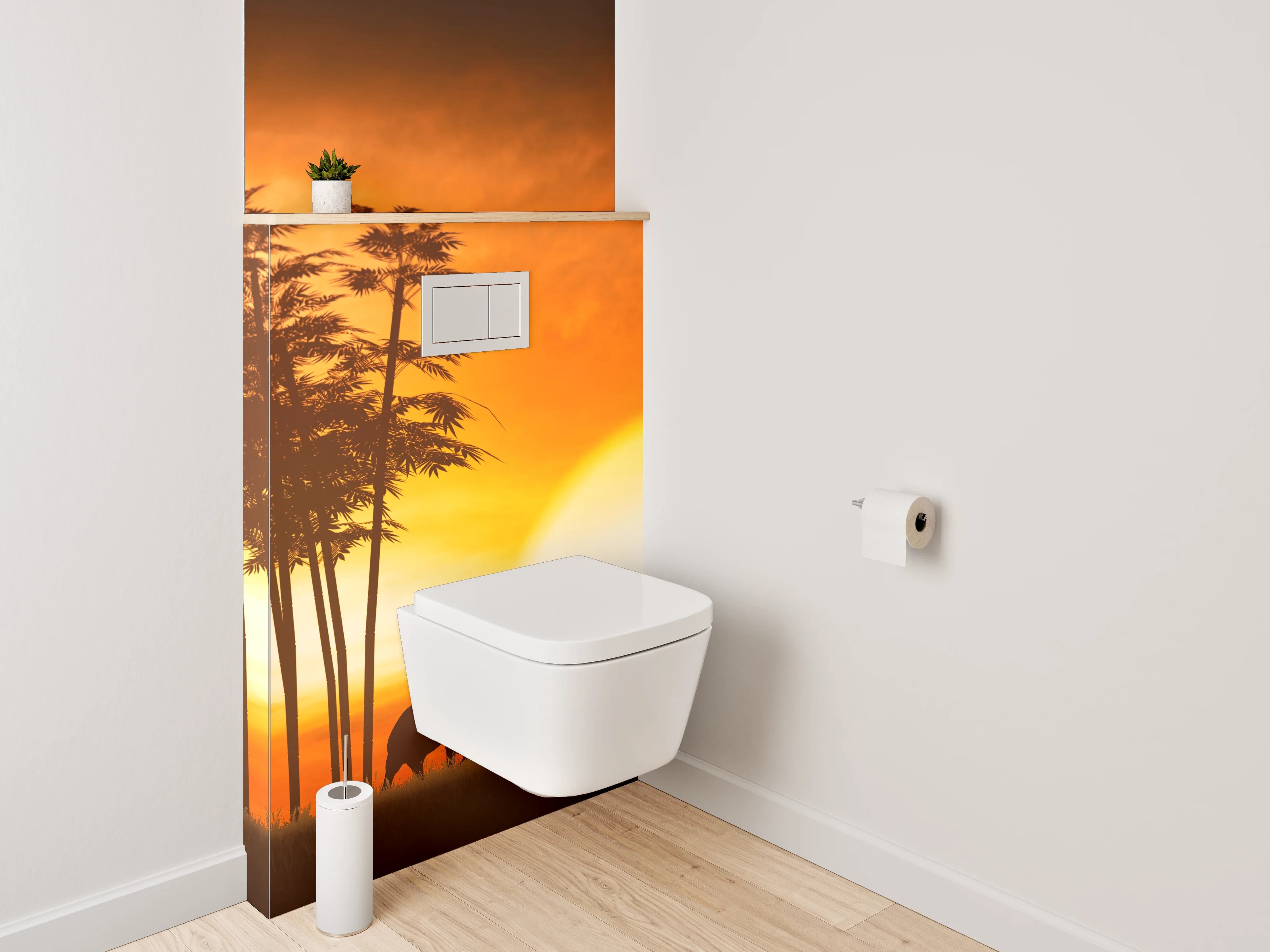 WC-Rückwand - Afrikanische Elefanten bei Sonnenuntergang