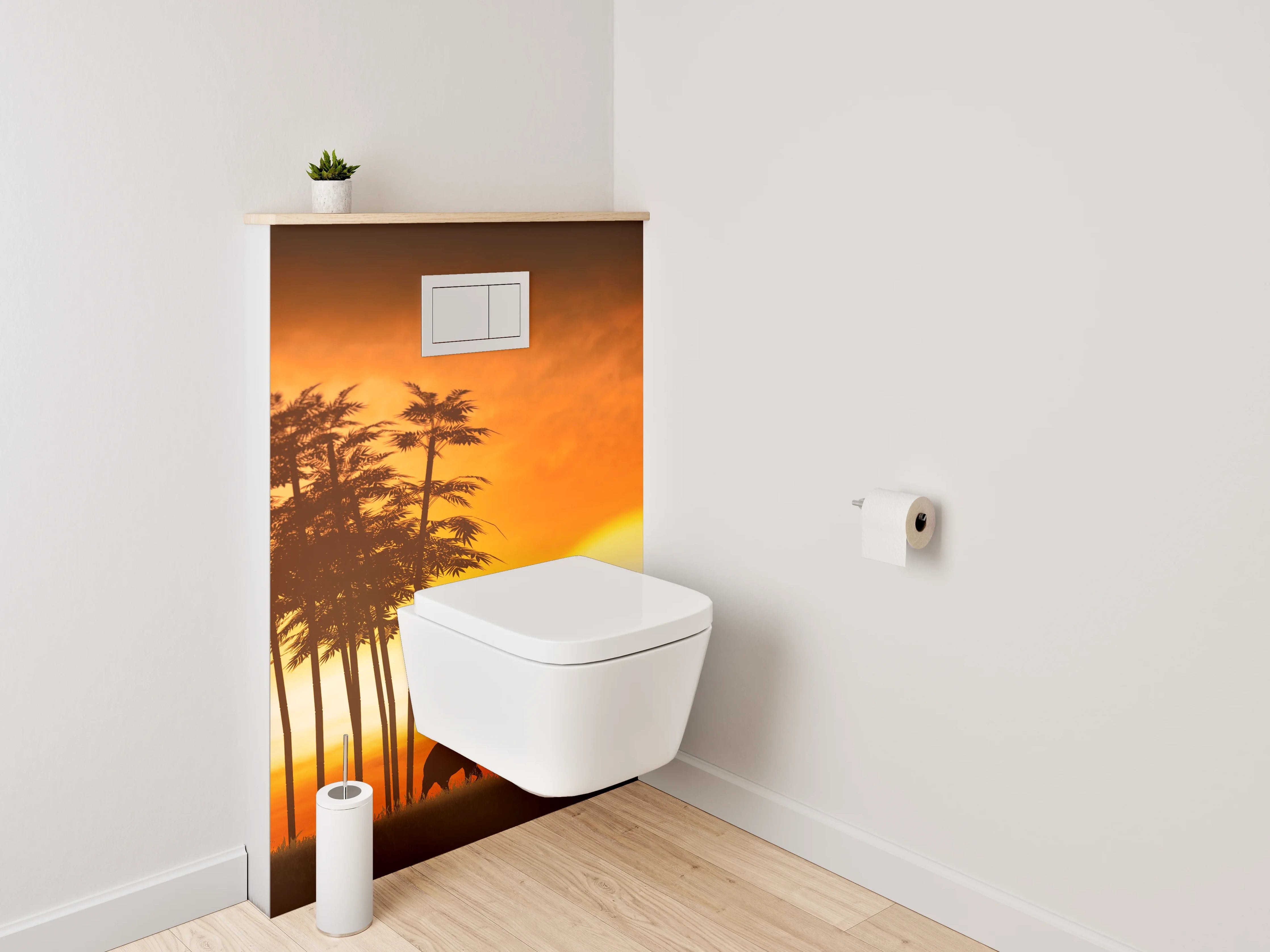 WC-Rückwand - Afrikanische Elefanten bei Sonnenuntergang