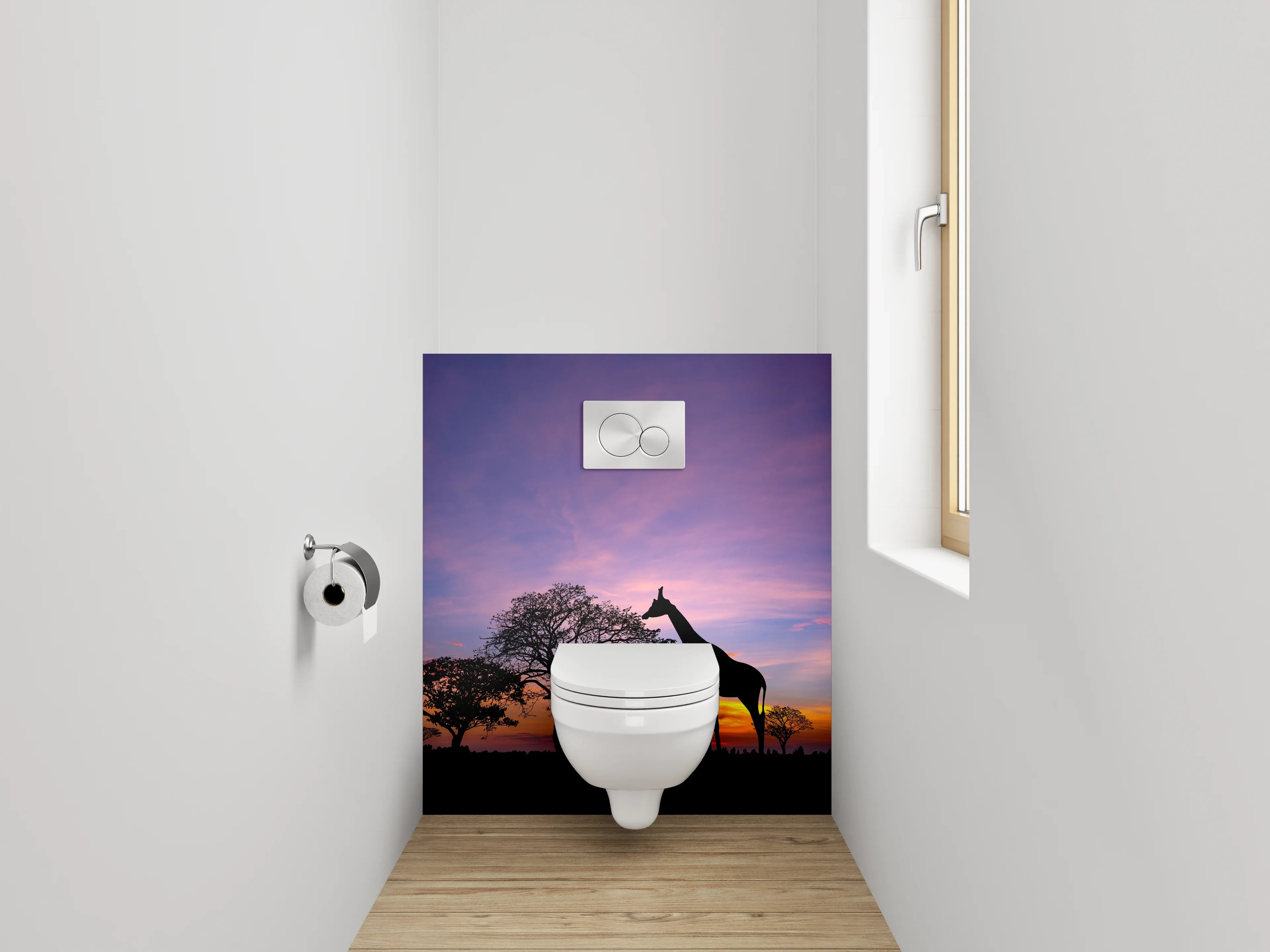 WC-Rückwand - Afrikanische Giraffen bei Sonnenuntergang