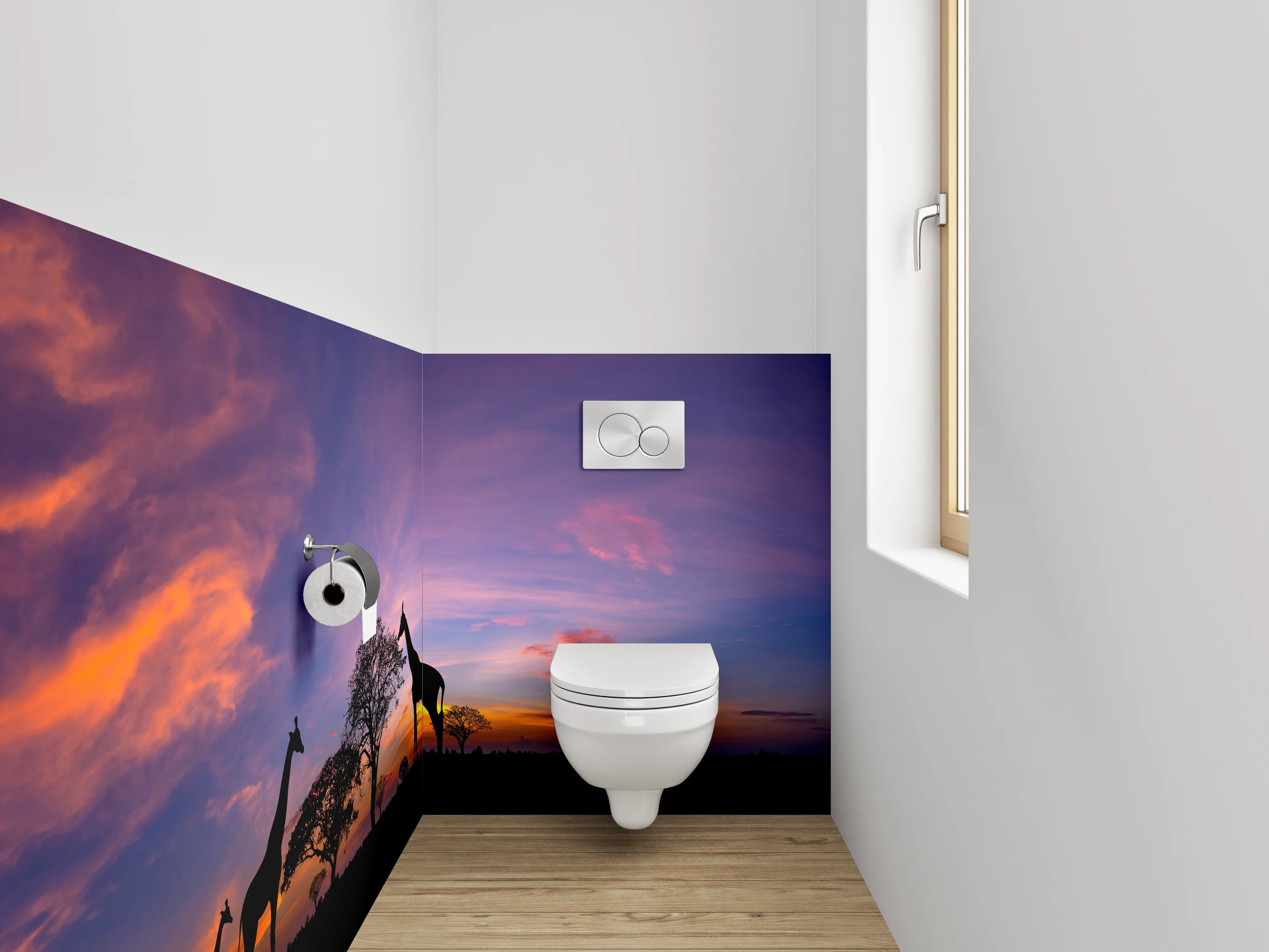 WC-Rückwand - Afrikanische Giraffen bei Sonnenuntergang