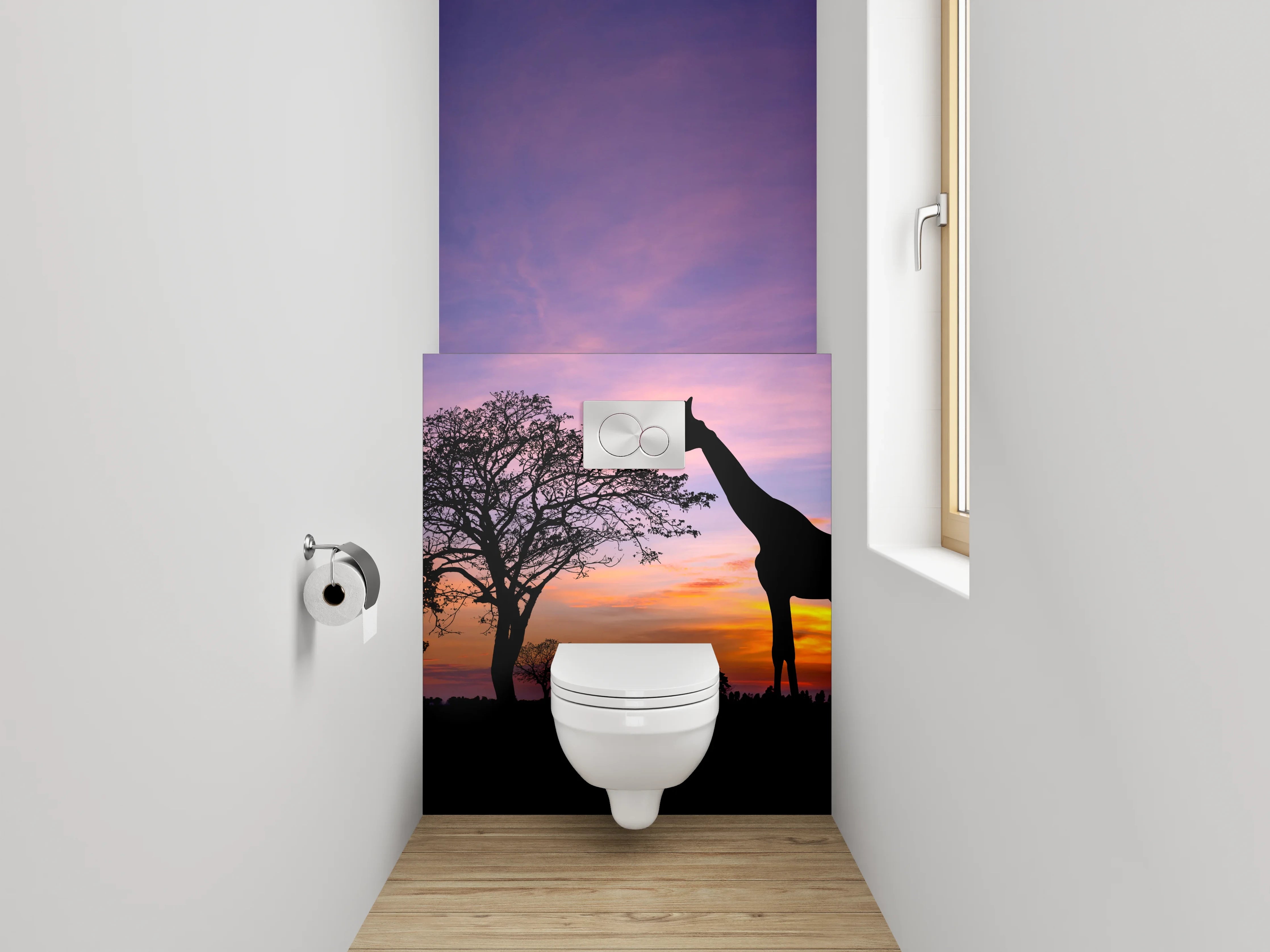 WC-Rückwand - Afrikanische Giraffen bei Sonnenuntergang