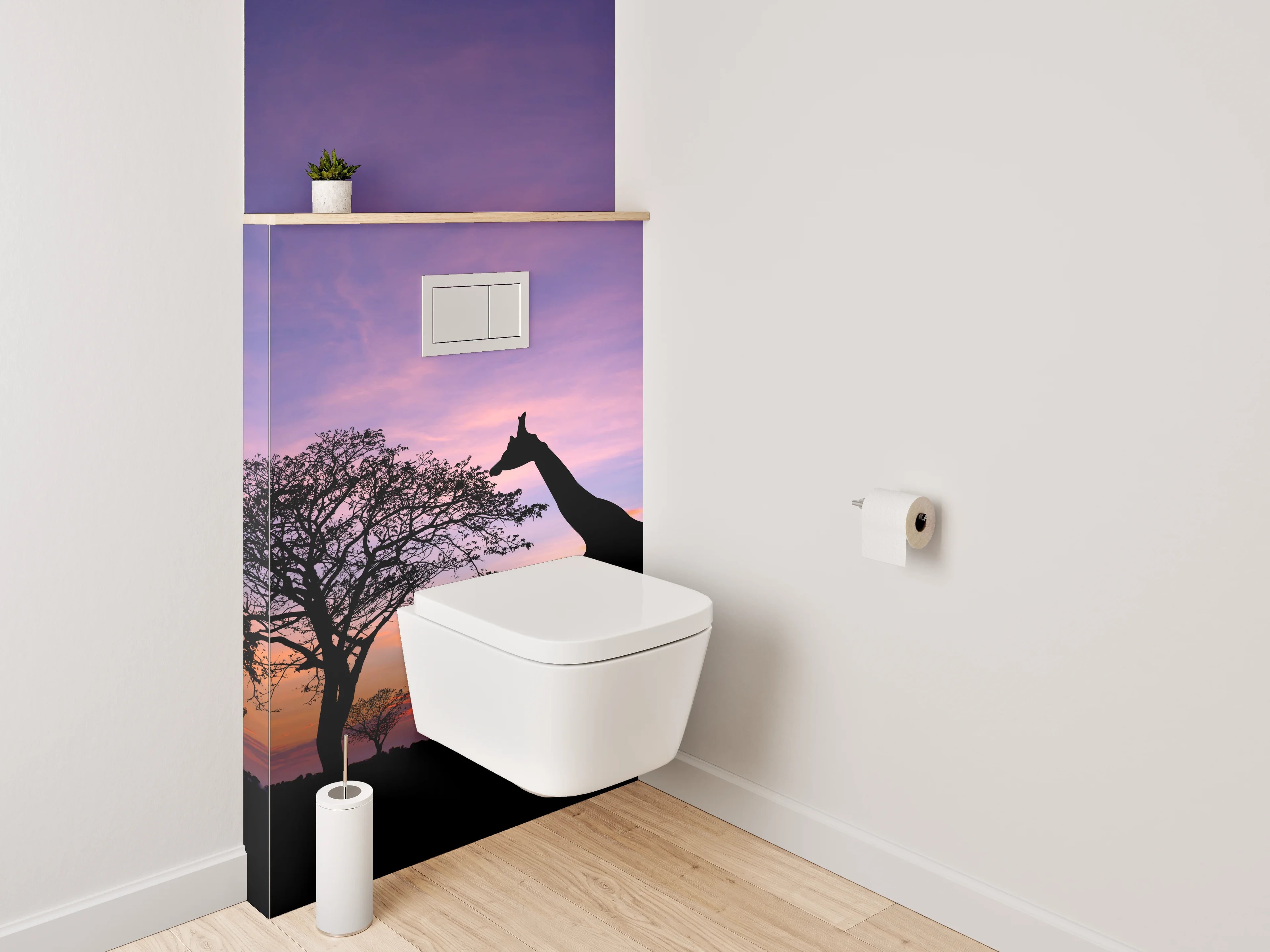 WC-Rückwand - Afrikanische Giraffen bei Sonnenuntergang