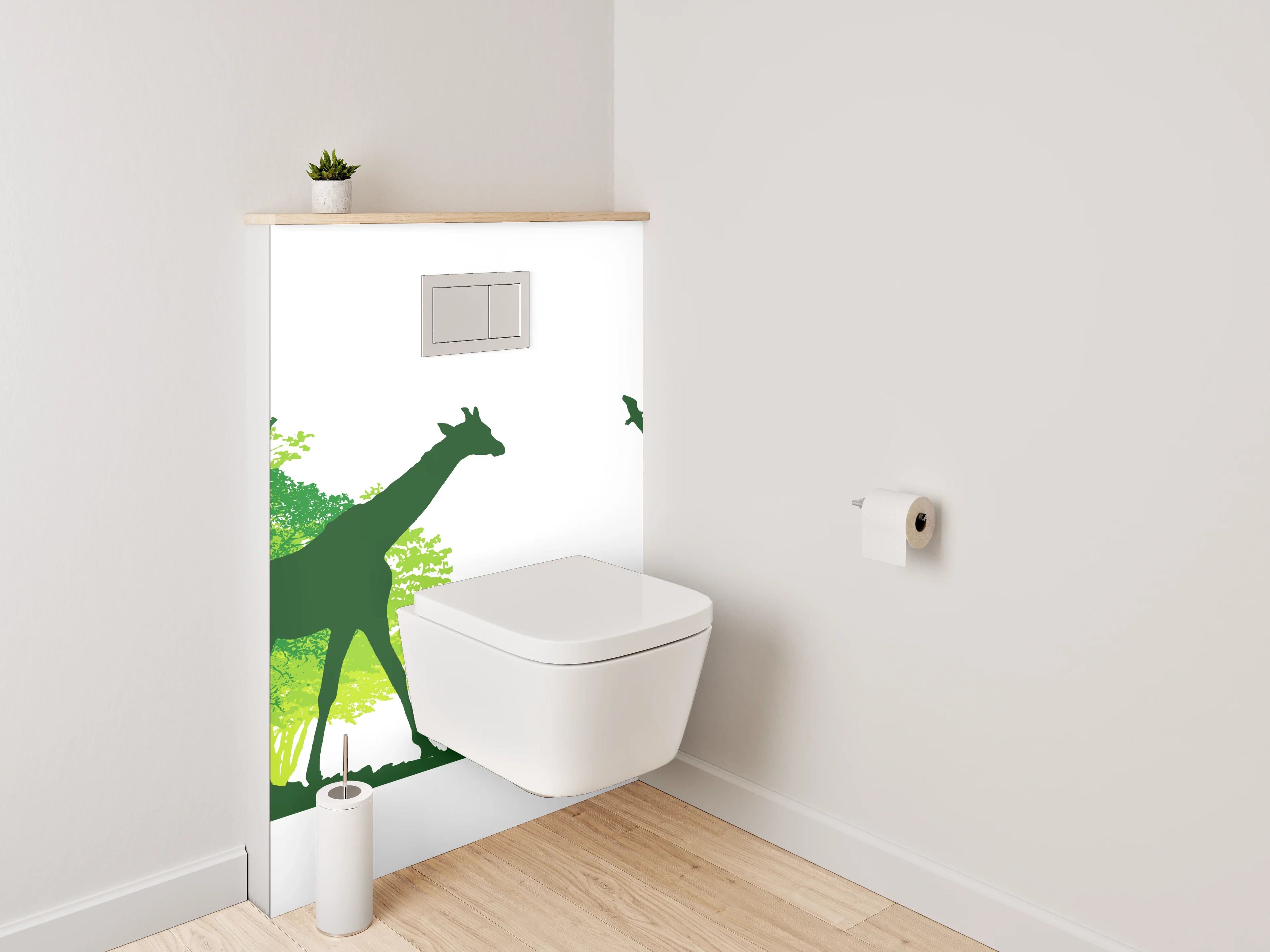 WC-Rückwand - Afrikanische Savanne Silhouette Tiere Grün