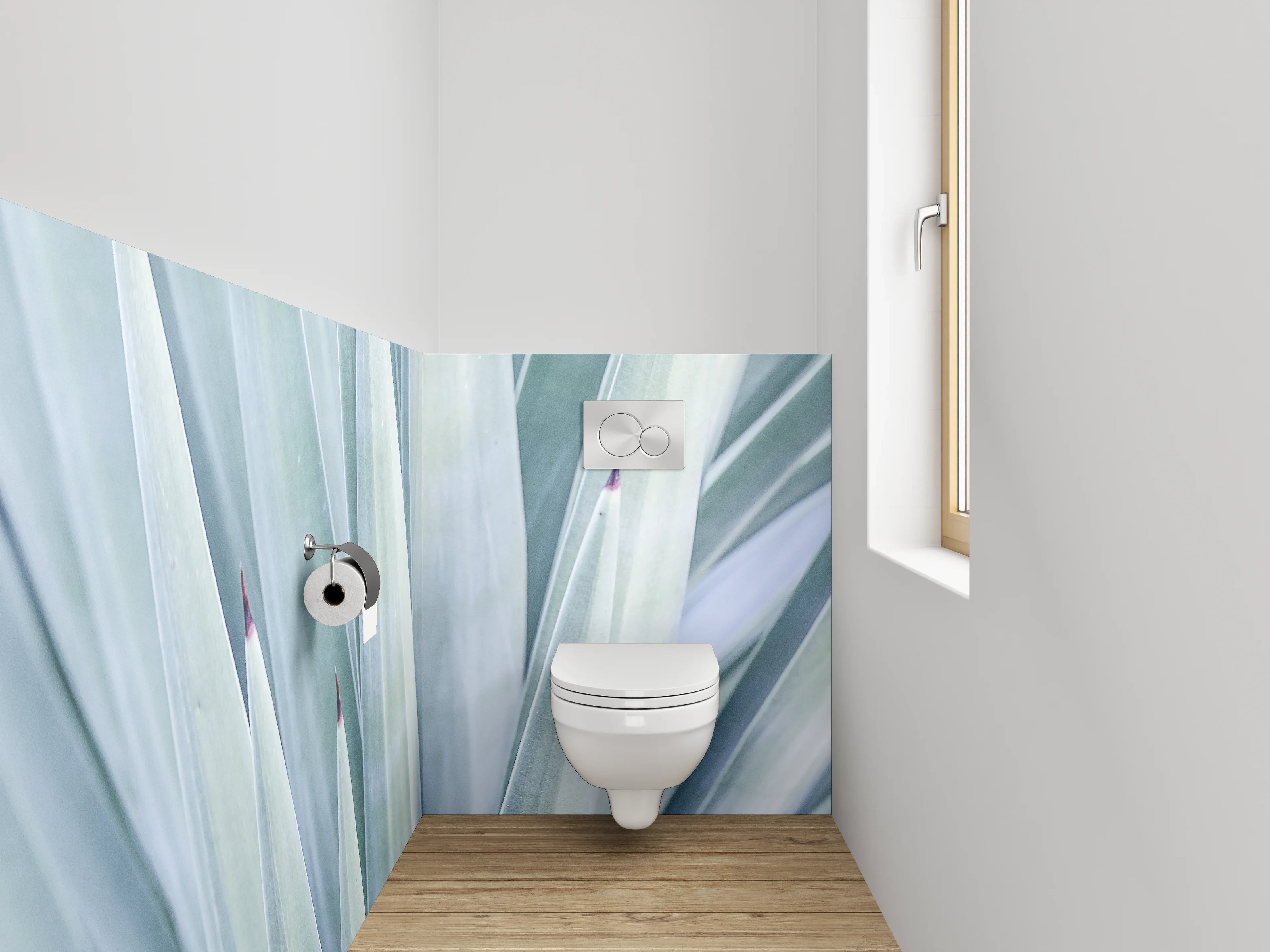 WC-Rückwand - Agave – Elegante Pflanzenstruktur in Weißtönen