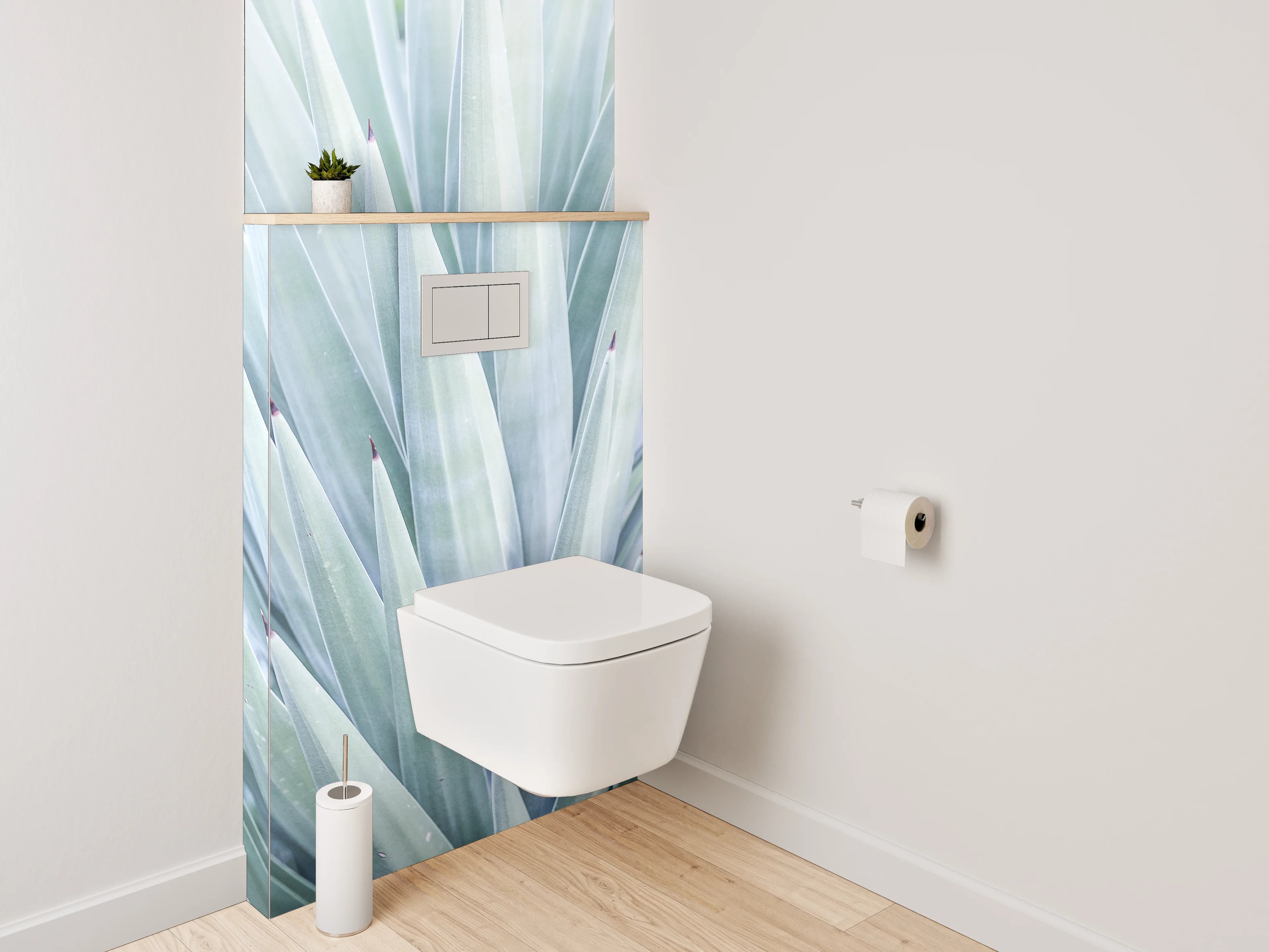 WC-Rückwand - Agave – Elegante Pflanzenstruktur in Weißtönen