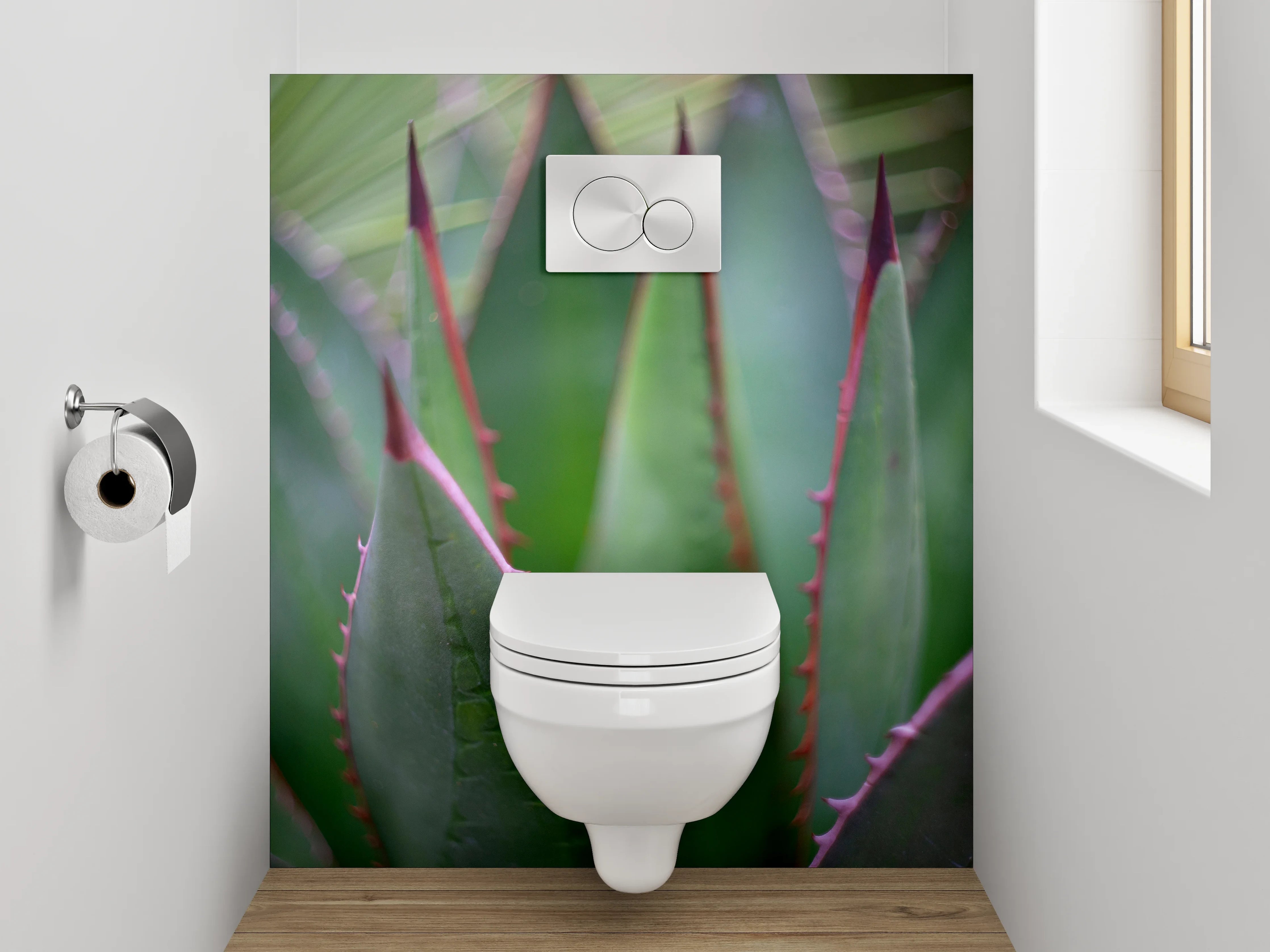 WC-Rückwand - Agavenblatt Makro – Grüner Kaktus