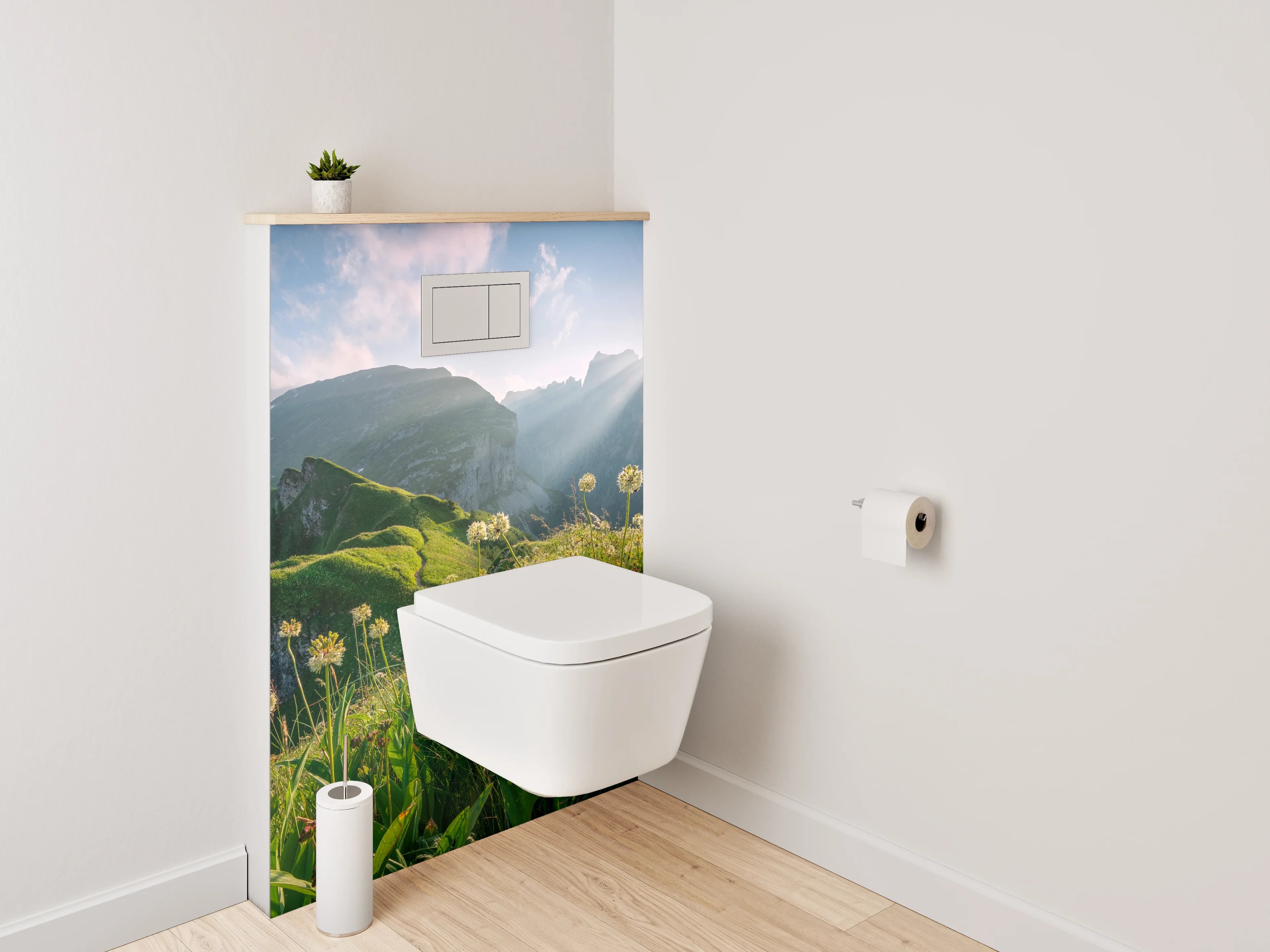 WC-Rückwand - Alpenblick mit Sonnenaufgang