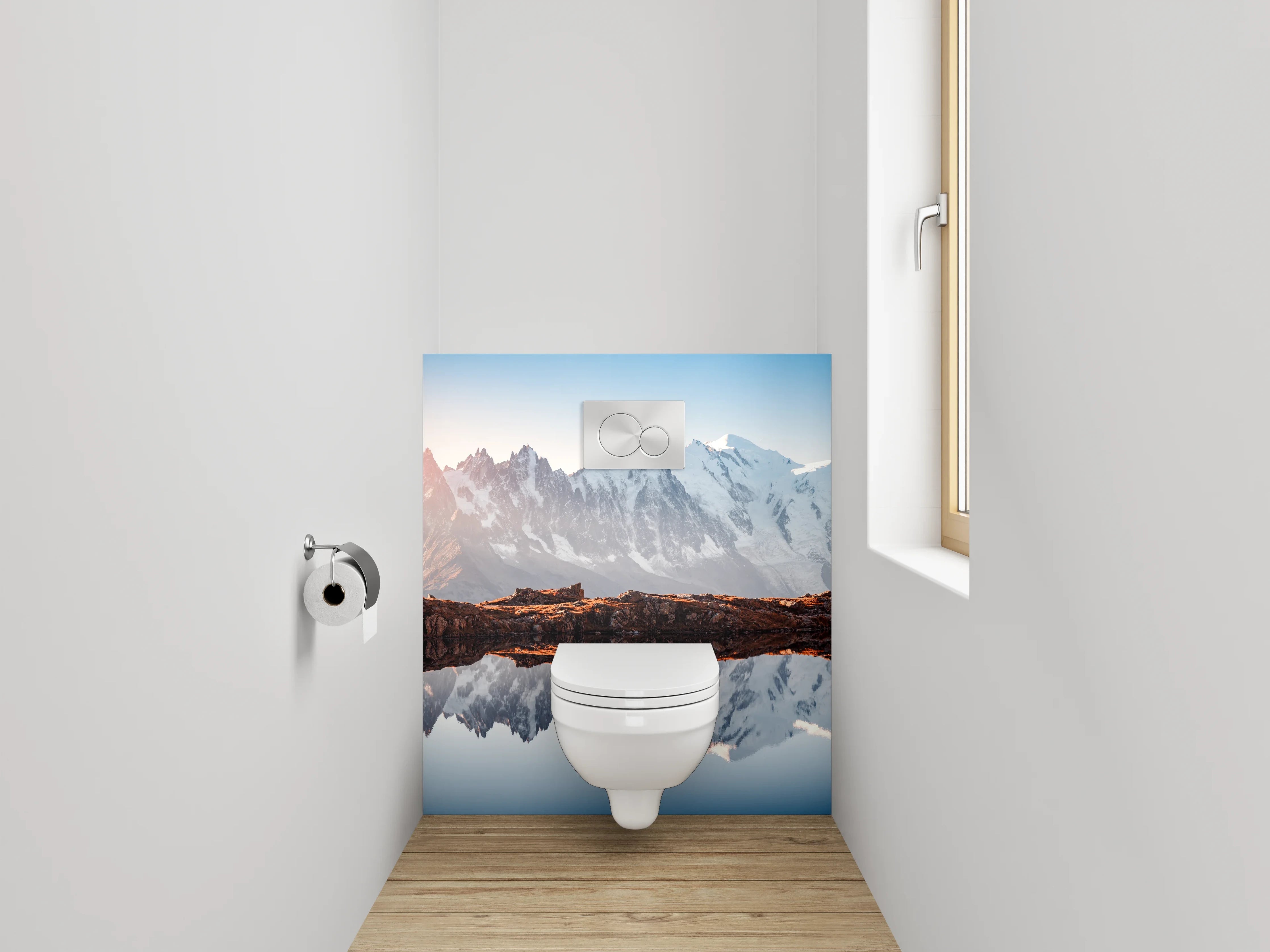 WC-Rückwand - Alpenpanorama am stillen Bergsee