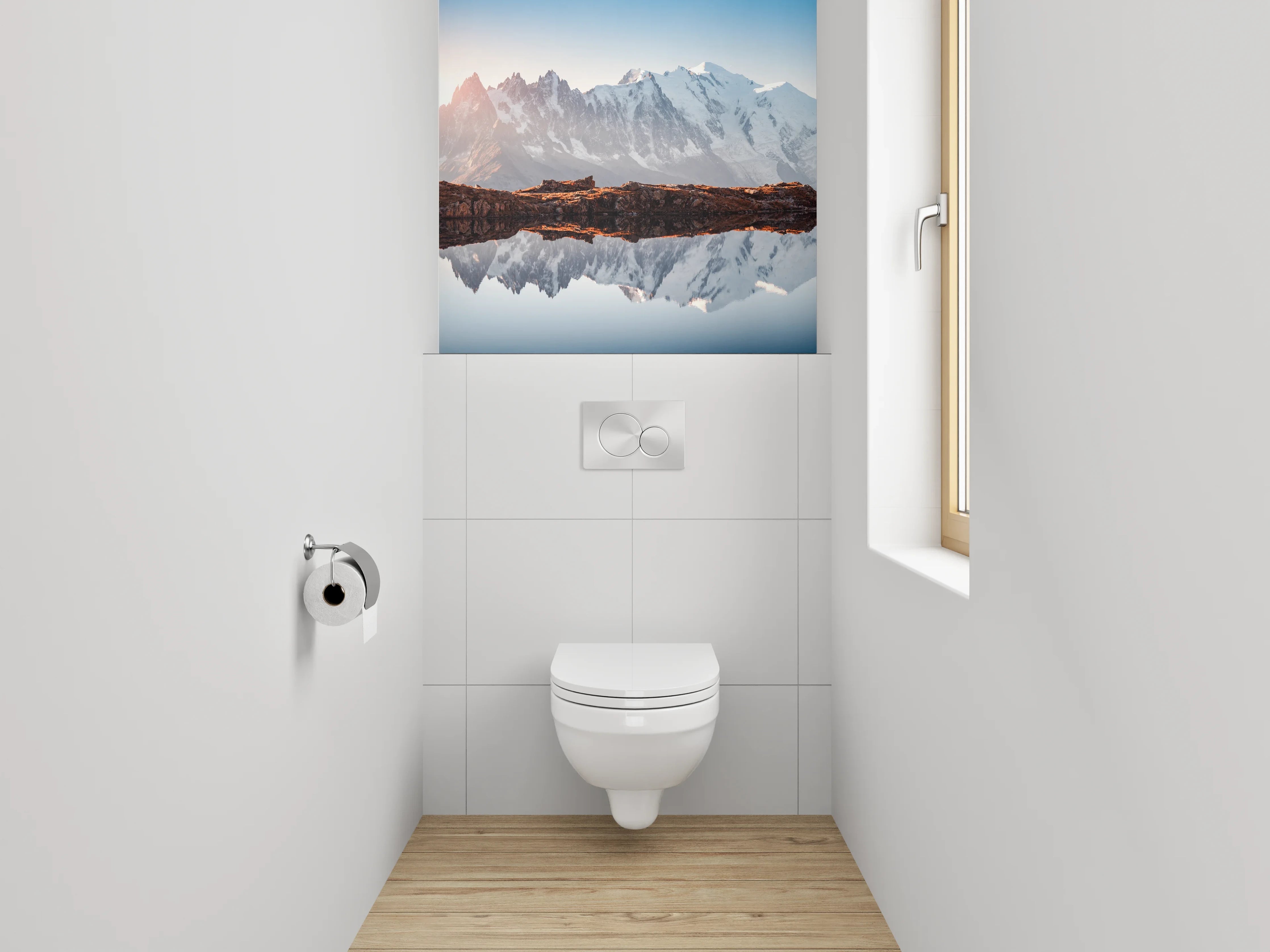 WC-Rückwand - Alpenpanorama am stillen Bergsee