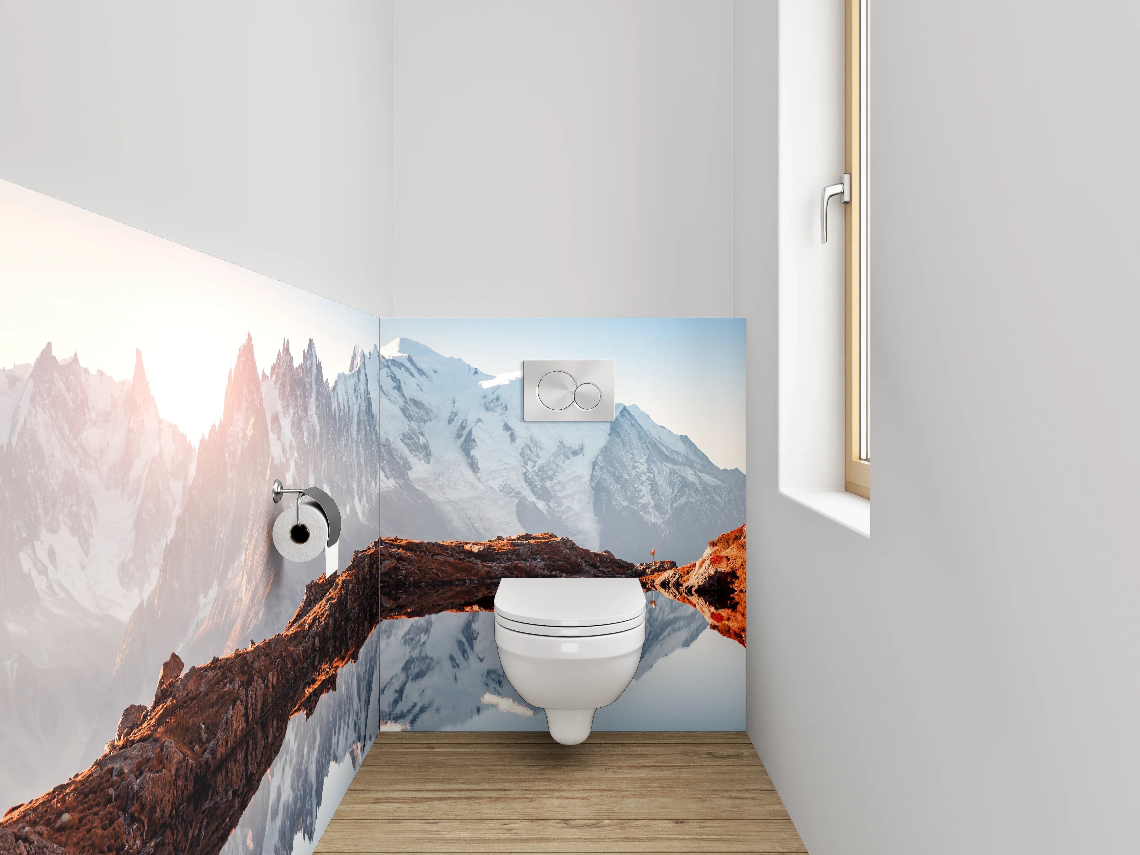 WC-Rückwand - Alpenpanorama am stillen Bergsee